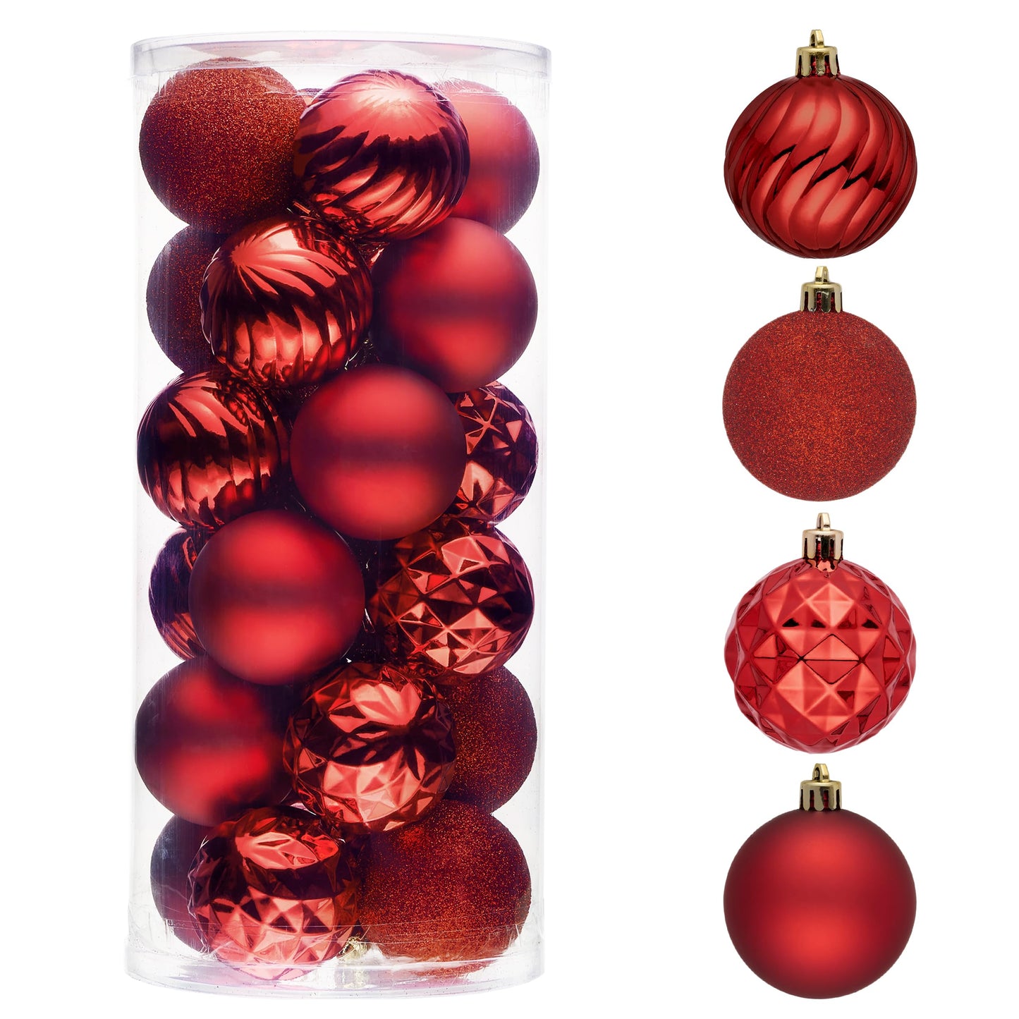 Valery Madelyn Christmas Tree Decorations Ornament Set Decor, 24ct 2.36 Inches Red Shatterproof Christmas Ball Ornaments Hanging Xmas Holiday Party Decor