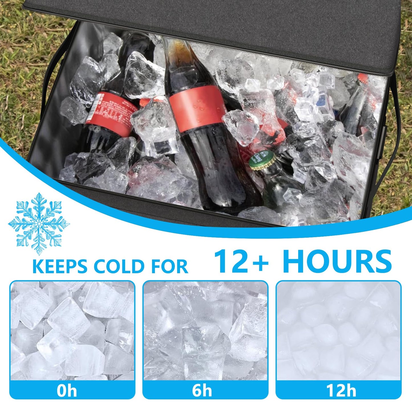 Cooler with Wheels and Handle, 50 Can Rolling Cooler, Portable Collapsible Soft Cooler with Wheels, Leakproof Insulated WheeledCooler for Beach, Camping, Patio Travel, Outdoor, Ball Fields