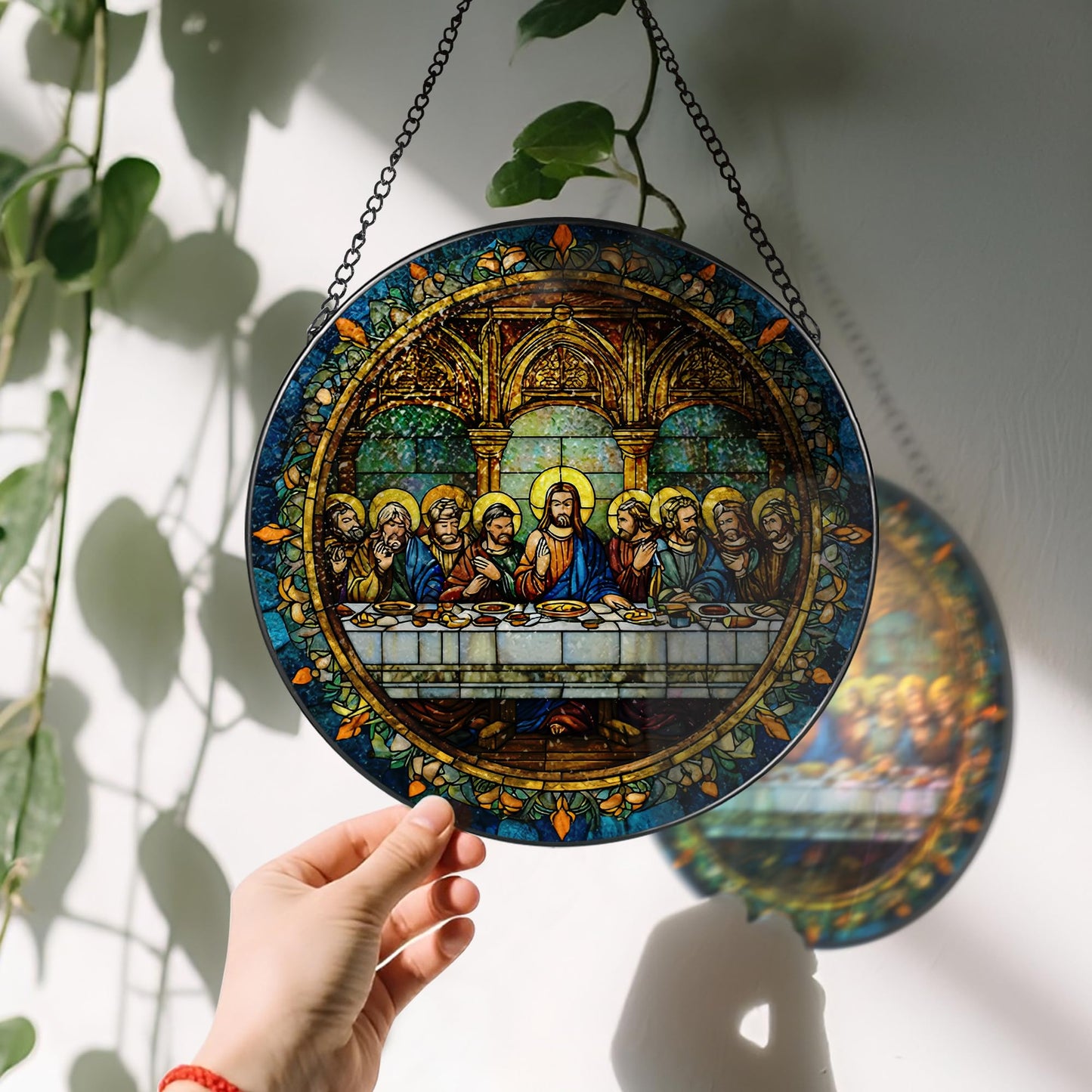 8-Inch The Last Supper Suncatcher Ornament, Stained Glass Window Hanging & Christmas Ornament, Christian Religious Window Decor — Gifts for Christmas & Holidays, Christian Gift, Religious Gift