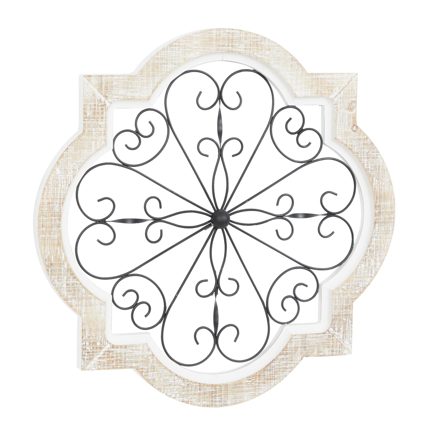 Deco 79 Wooden Scroll Home Wall Decor Wall Sculpture with Metal Scroll Work, Wall Art 22" x 1" x 22", White