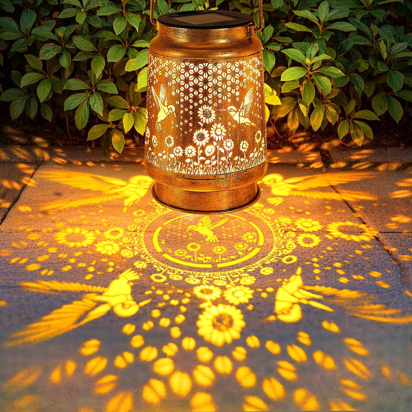 Hummingbird Sunflower Solar Lanterns Outdoor with Shepherd Hook, Birthday Gift Mothers Day Gift for Women Mom Grandma Wife Daughter, Waterproof Hanging Lights, Decor for Yard Garden Patio Porch Lawn