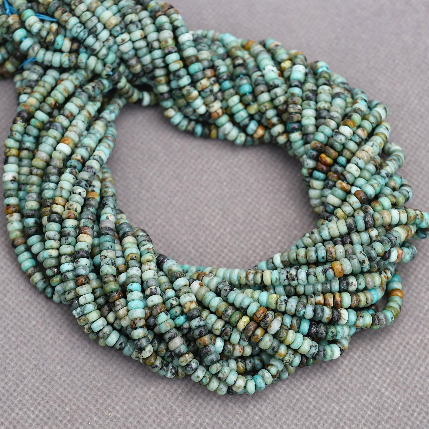 BONNY BOXX 1 Strand (150PCs) Natural 2 * 4mm African Turquoise Rondelle Beads, Natural Abacus Disk Stone Beads Loose Spacer Gemstone for DIY Bracelet Necklace Jewelry Making