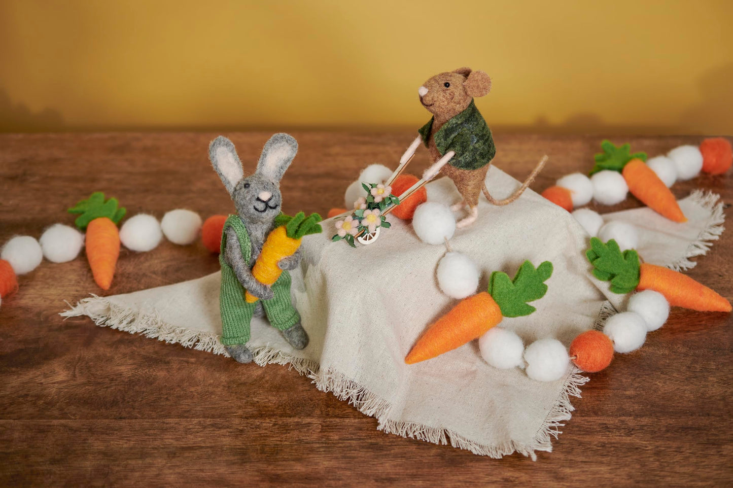 Primitives by Kathy Collectible Critter, Gardening Mouse Pushing Spring Flower Wheelbarrow, Coordinates with Spring Home Décor or Garden Themed Displays