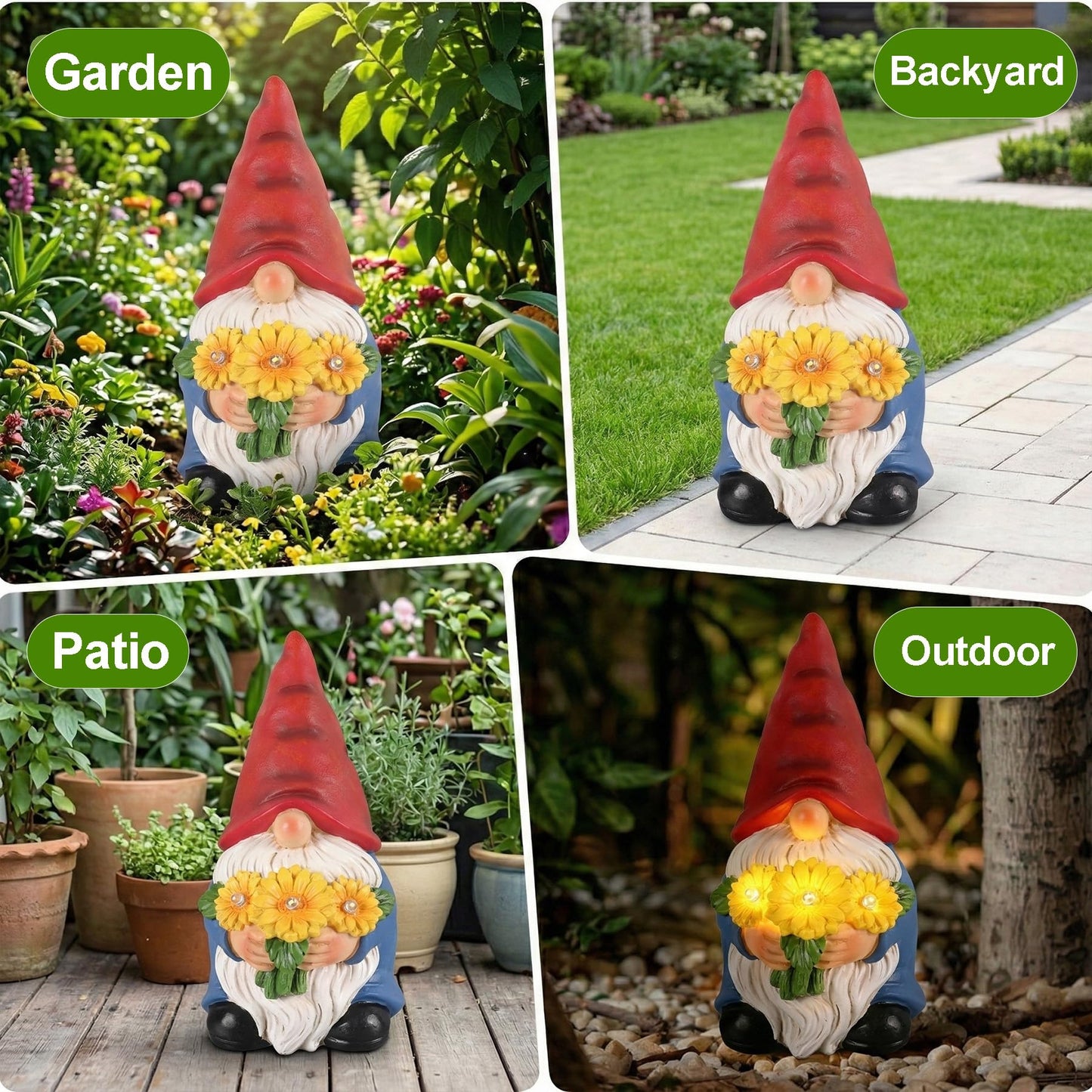 Dzpsoon Gnomes Solar Garden Decor Garden Statues Sunflower Gnome Figurines Birthday Gifts for Women Mothers Day Gifts for Mom Grandma Outdoor Decorations for Yard Lawn Patio