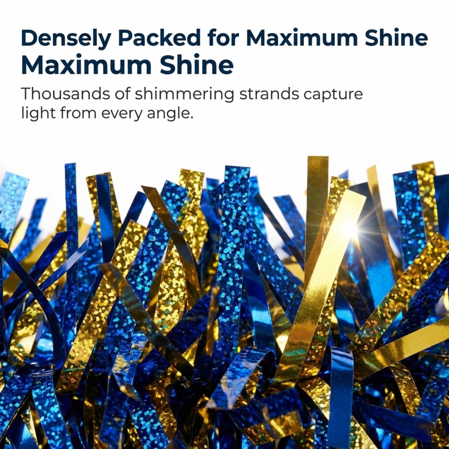 Anderson's Metallic Blue & Gold Tinsel Twist Garland, 25ft Holiday Decoration, Christmas Tree Trim, Parade Float Decor, Party Supplies, Halloween, Graduation, Indoor Outdoor Event Garland