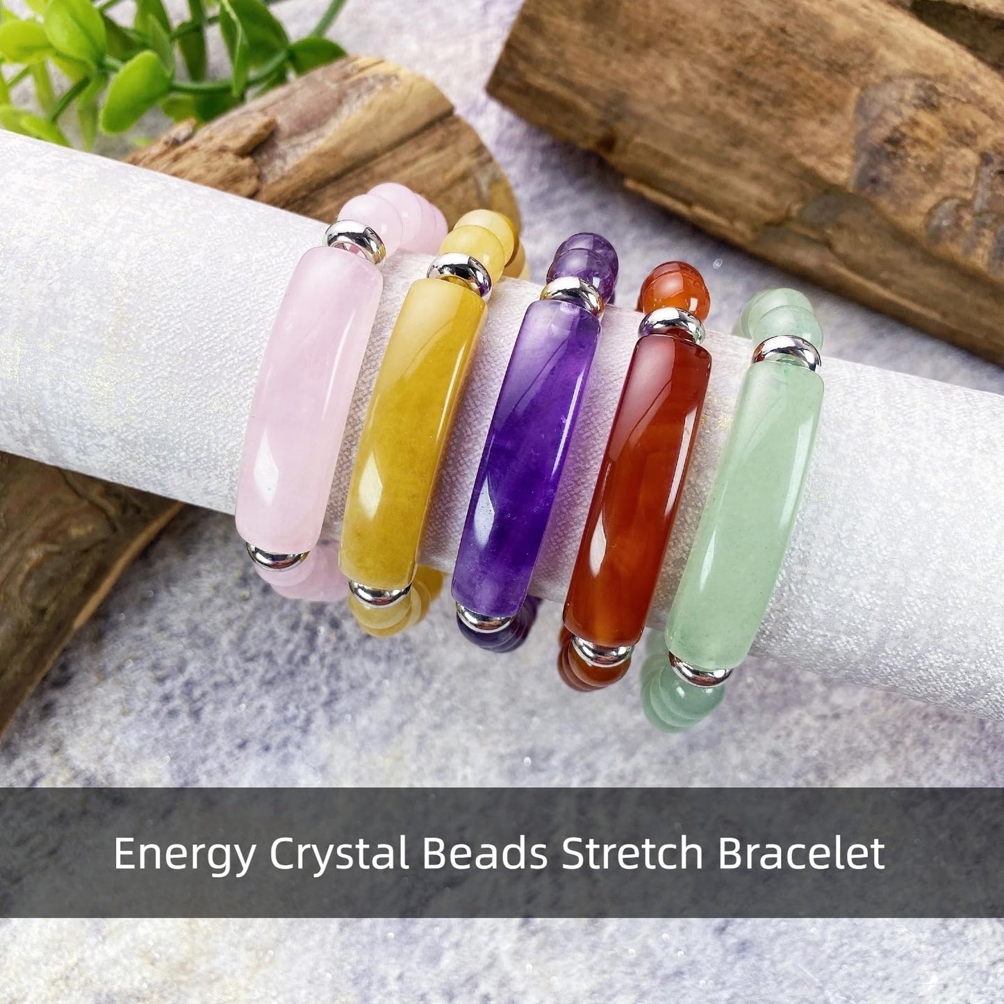 EDEN'S CALL 8mm Healing Crystal Beads Stretch Bracelet Handmade Good Luck Energy Chakra Stone Beaded Bangle, Rose Quartz