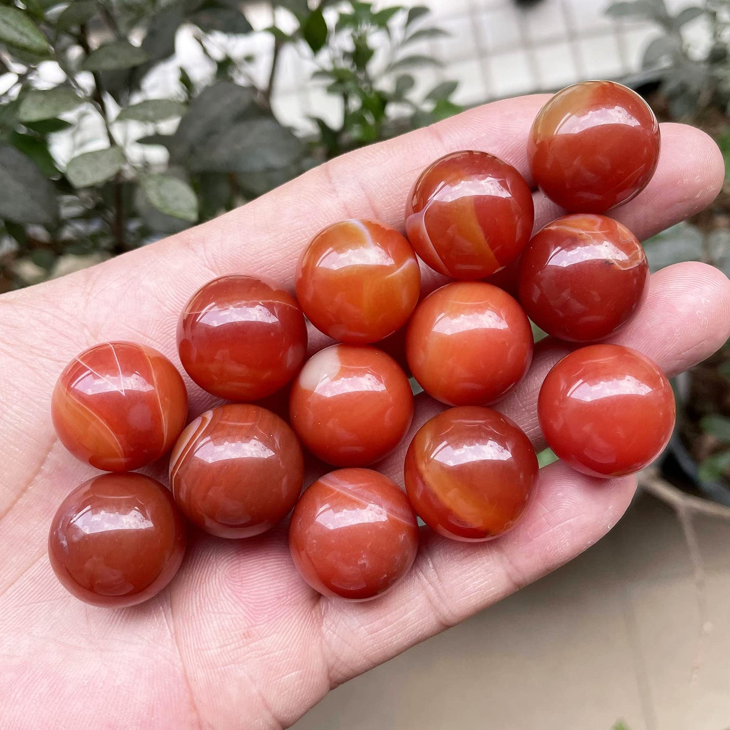 Fekuar 5 Pcs Carnelian Crystal Sphere Ball Set, Polished Healing Energy Mineral Gemstone Balls for Reiki Chakra Decoration Fengshui 20mm