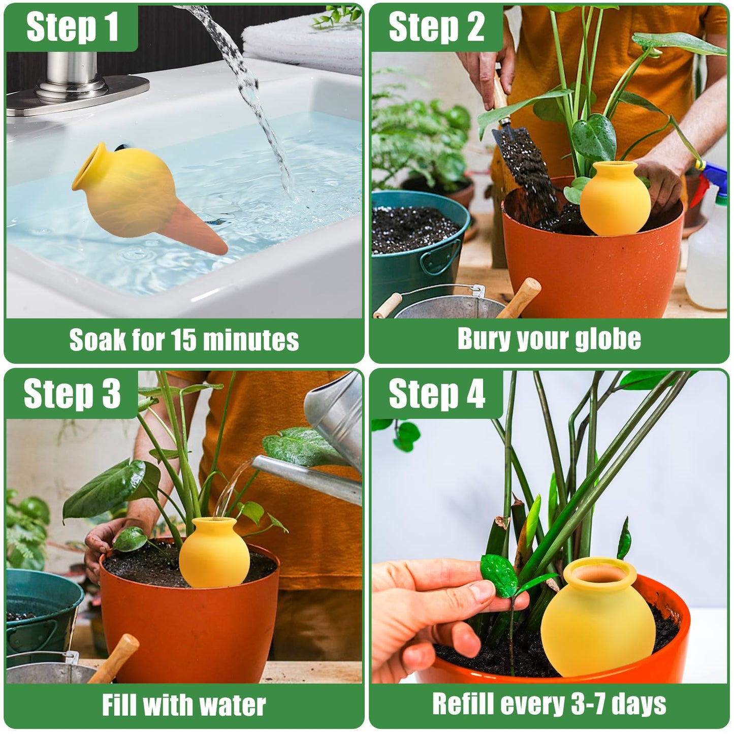 Terracotta Watering Spikes, 4 Pack Self Watering Globes, Slow Release Self Watering Planter Insert, Plant Watering Globes for Indoor and Outdoor Plants
