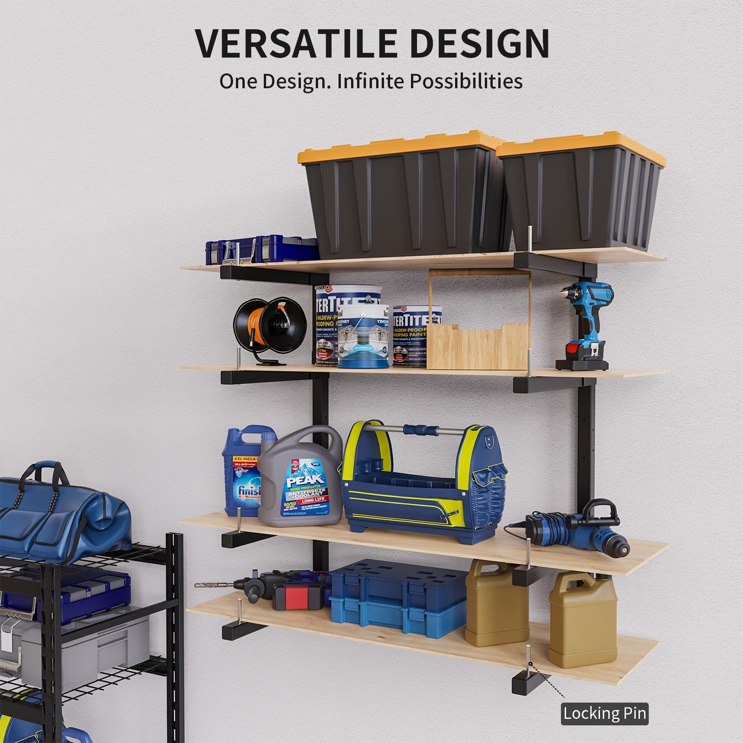 Olgsibb Lumber Storage Rack, Upgrade Cantilever Folding Lumber Rack Wall Mount, Metal 8 Level 32 Inch Plywood Scrap Wood Storage Rack