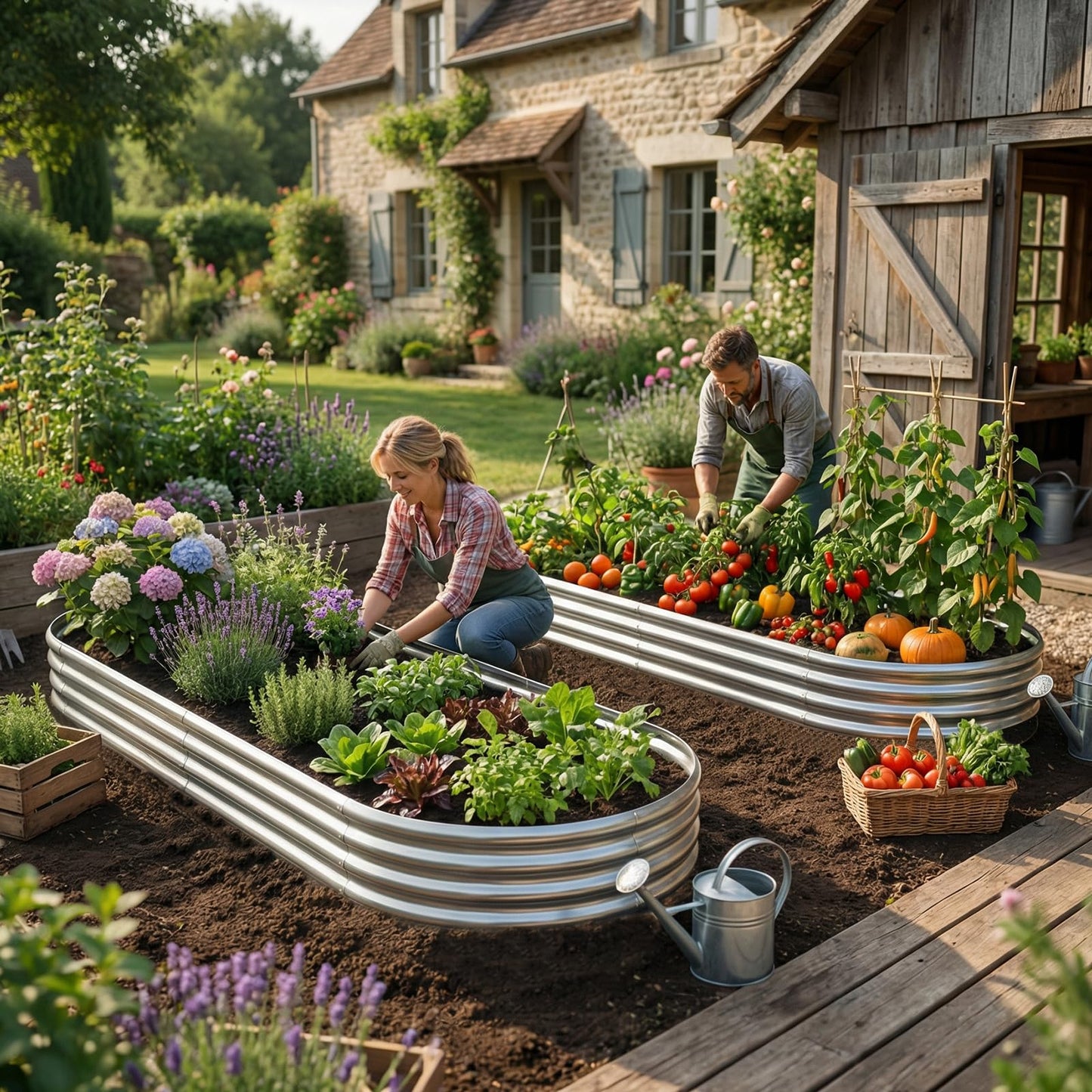 AHEONLAR 2pack 8×4×1ft Raised Garden Bed，Outdoor Galvanized Planter Boxes, Oval Large Metal Raised Garden Beds for Vegetables