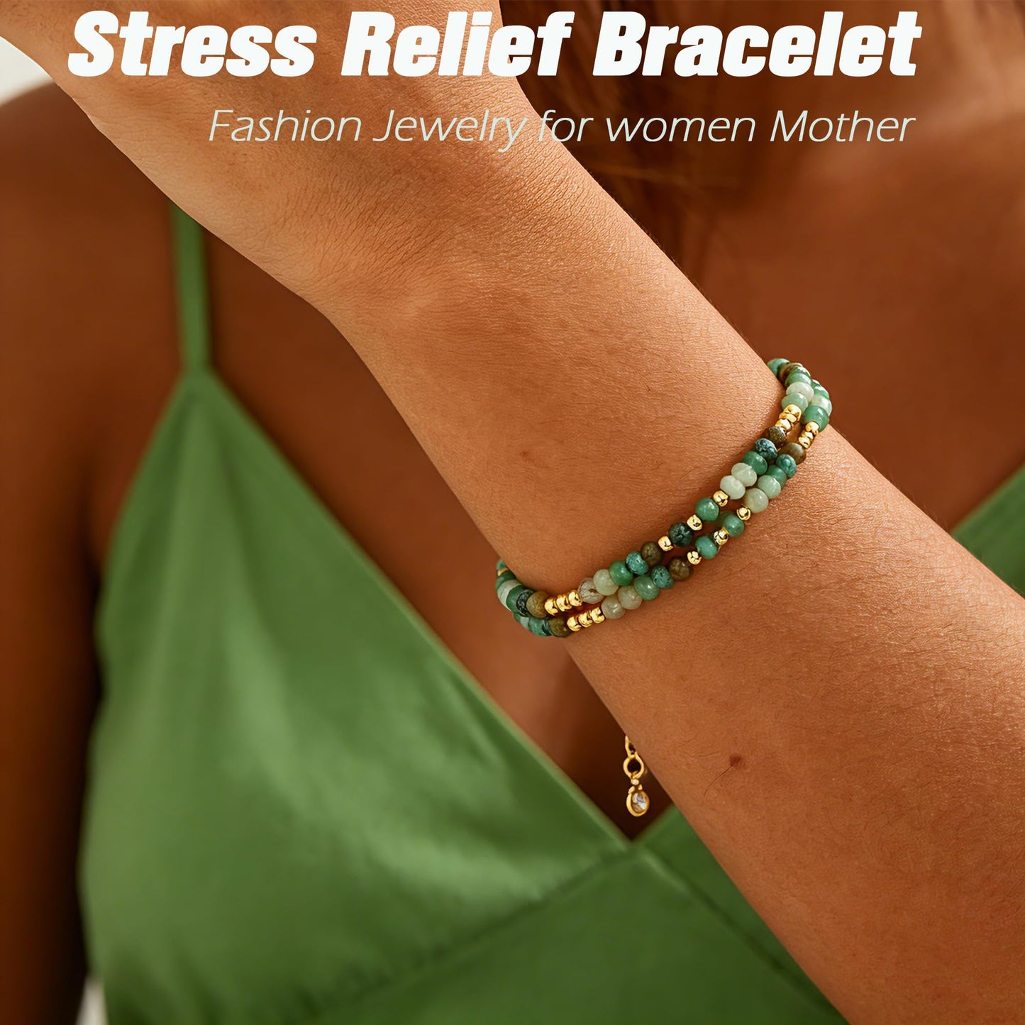 Nymerianoble Healing Crystals Green Bracelets for Women, Gemstone Bracelet Stress Relief Gifts Natural Stone Bracelet Spiritual Gifts for Women Gls Sister