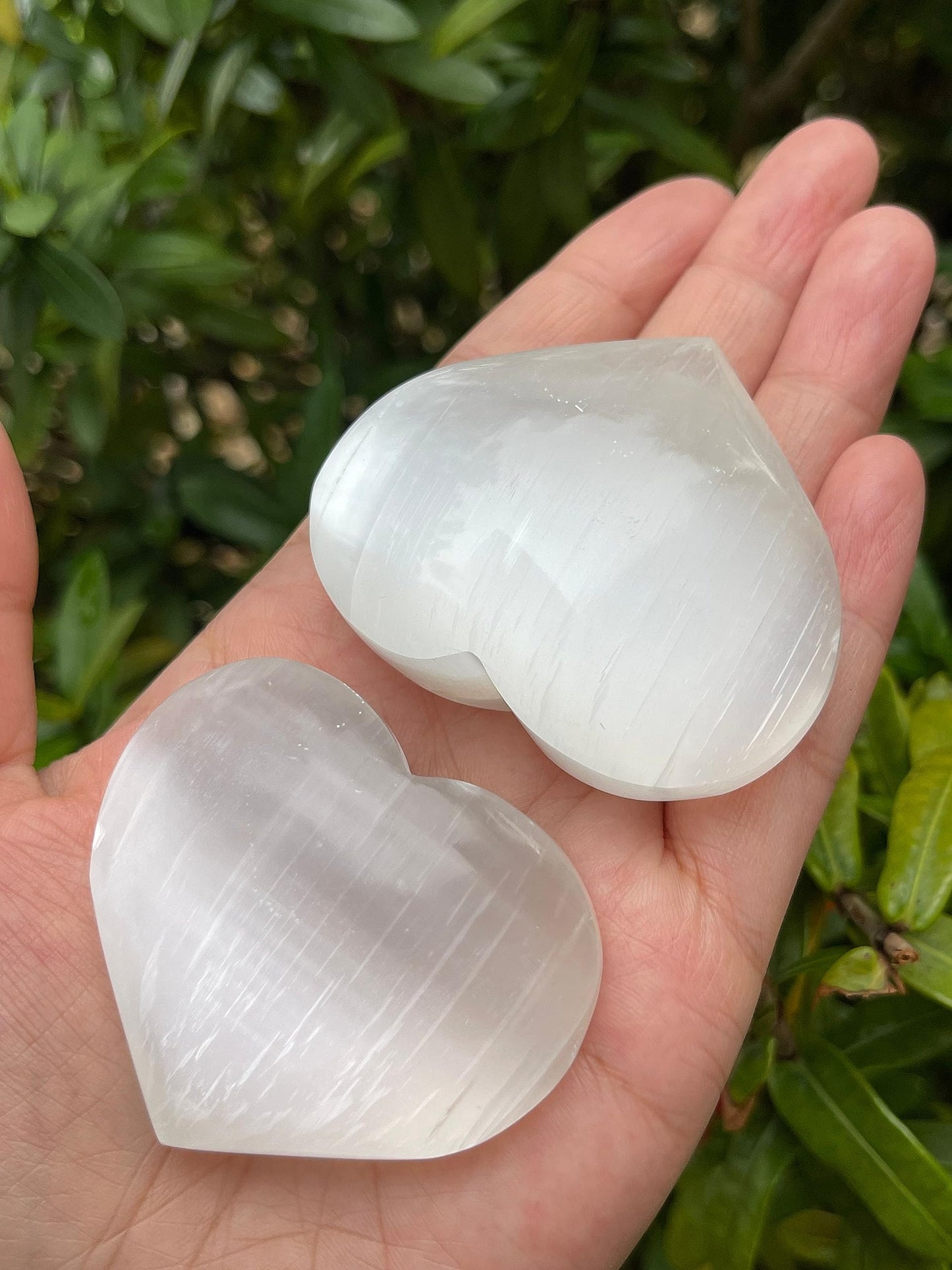 Selenite Gemstone Hearts, Polished Selenite Puffy Hearts, Selenite Crystal Palm Stone, Selenite Healing Crystal Hearts (1 Heart)