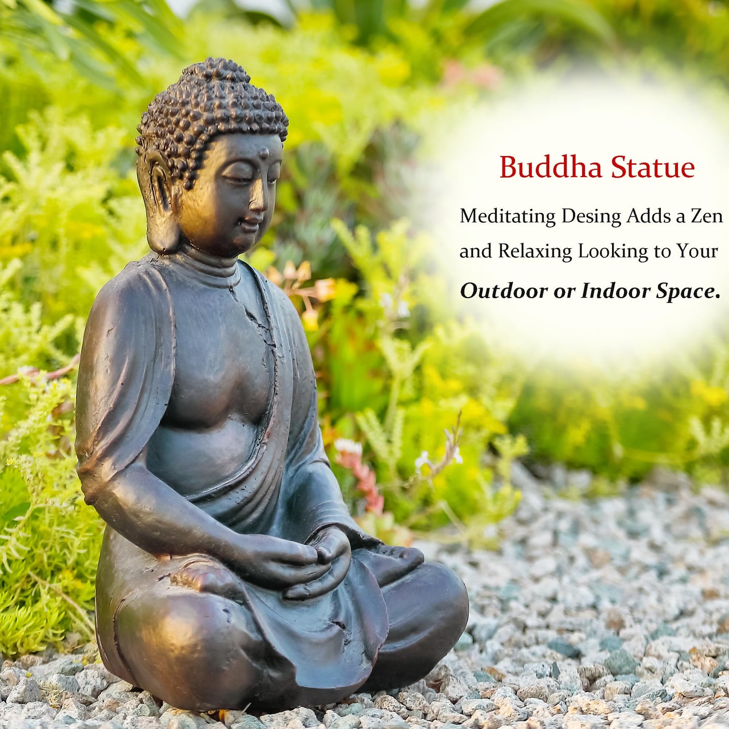 Phaxth 15" Buddha Statue Outdoor, Buddha Statues for Home Decor Indoor, Zen Decor Buda Garden Statues for Yard, Patio Gift