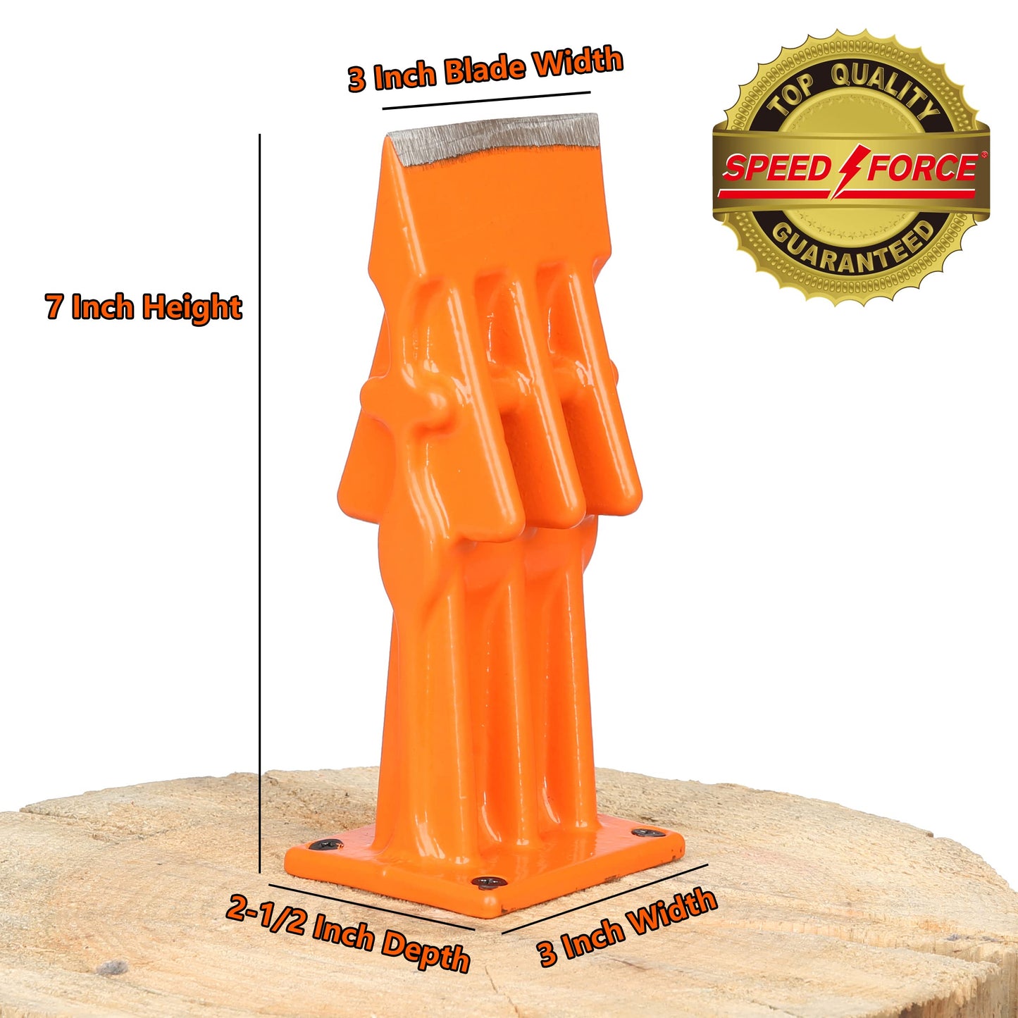 SPEED FORCE Firewood Kindling Log Wood Splitter – No Axe! Wedge Point Splits Firewood, 3 Inch Orange with Safety Cover