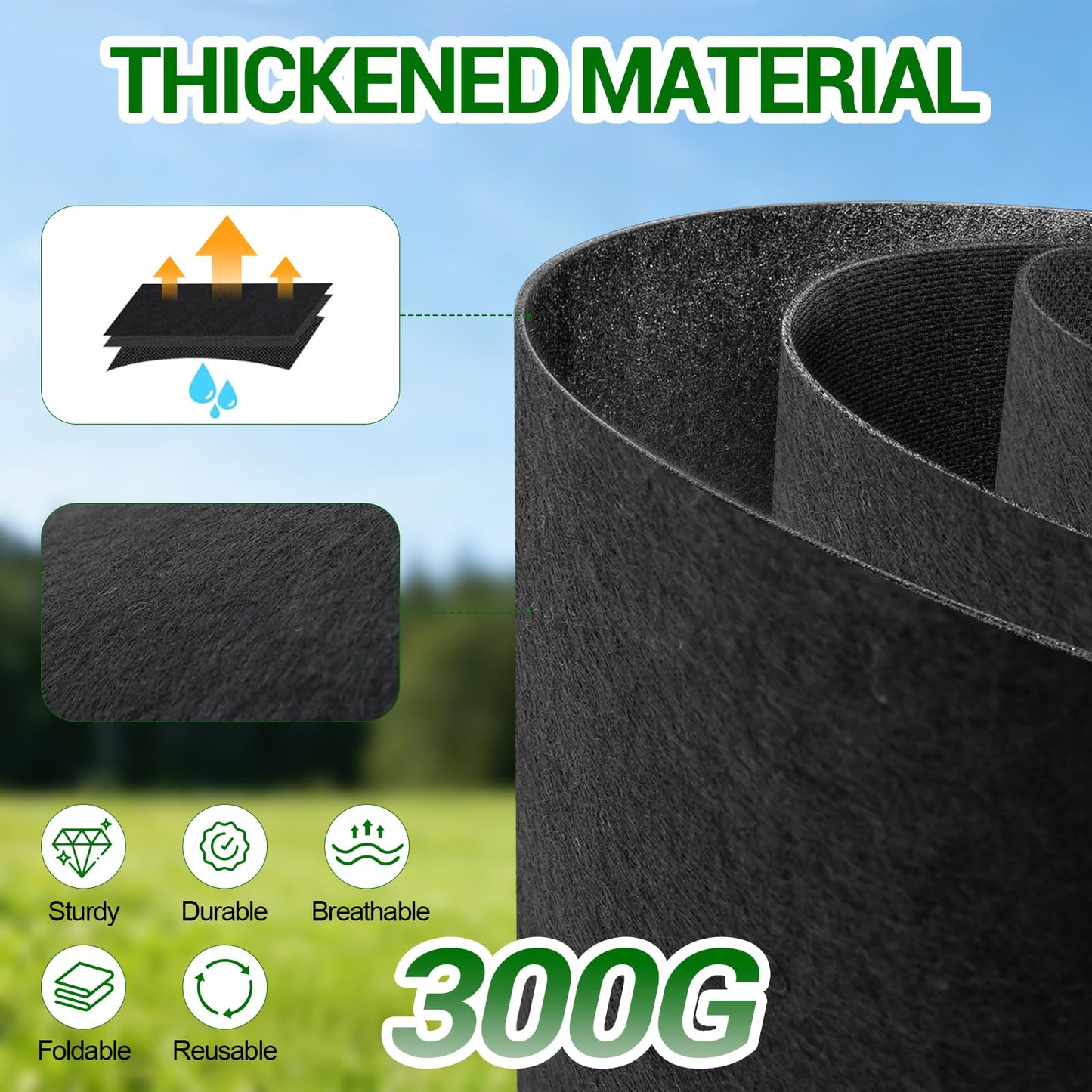 EOKOICA 5-Pack 15 Gallon Grow Bags, Thickened Aeration Fabric Pots with Handles, Heavy Duty Plant Bags for Vegetables, Tomatoes, Potatoes, Fruits & Flowers, Reusable Garden Pots for Plants