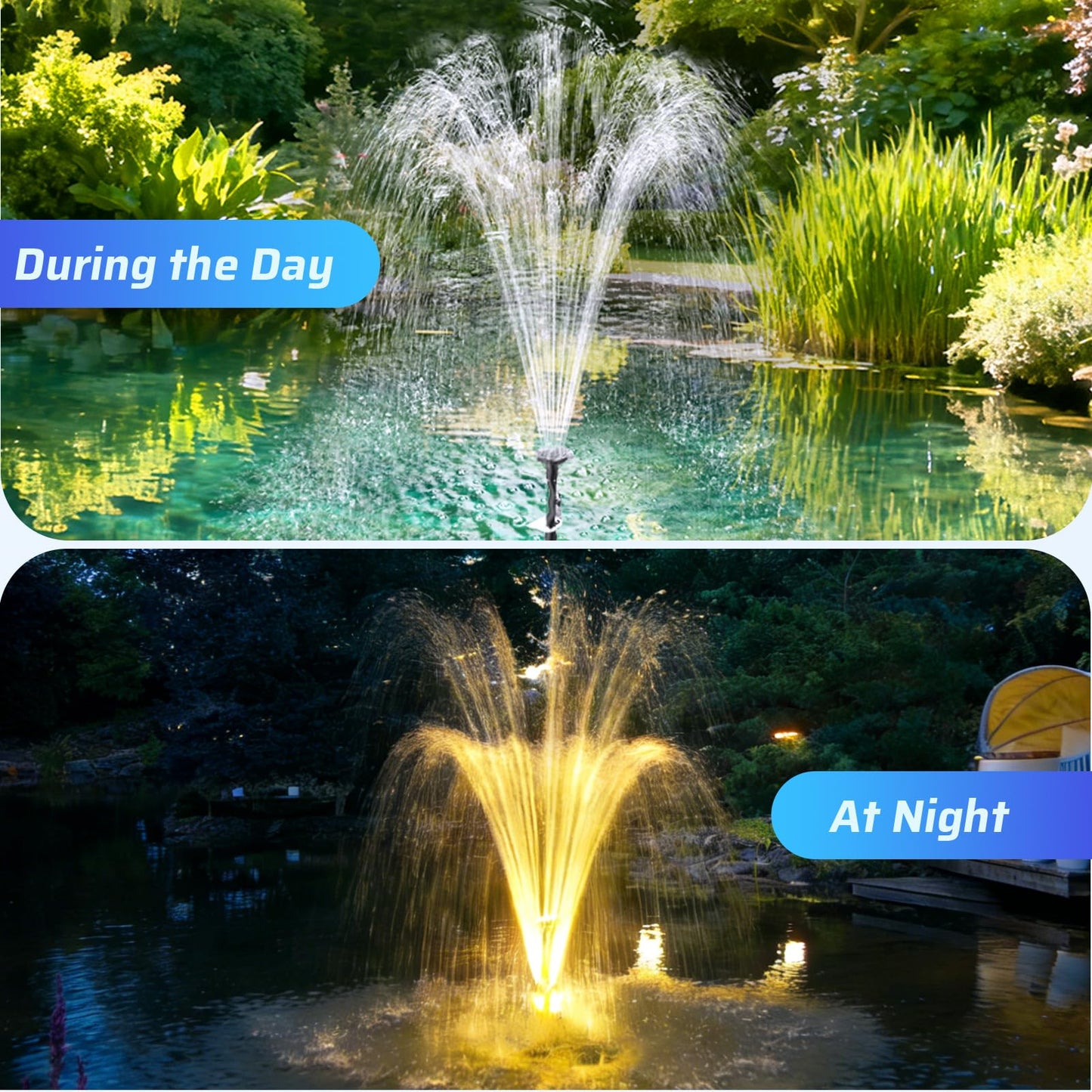 Antfraer Pond Filter with U-V Clarifier, 660GPH Pond Pump and Filter Kit & RGB LED Lights, All-in-One Submersible Pond Fountain for Outdoor Ponds, Koi Ponds, Water Gardens with Remote Control