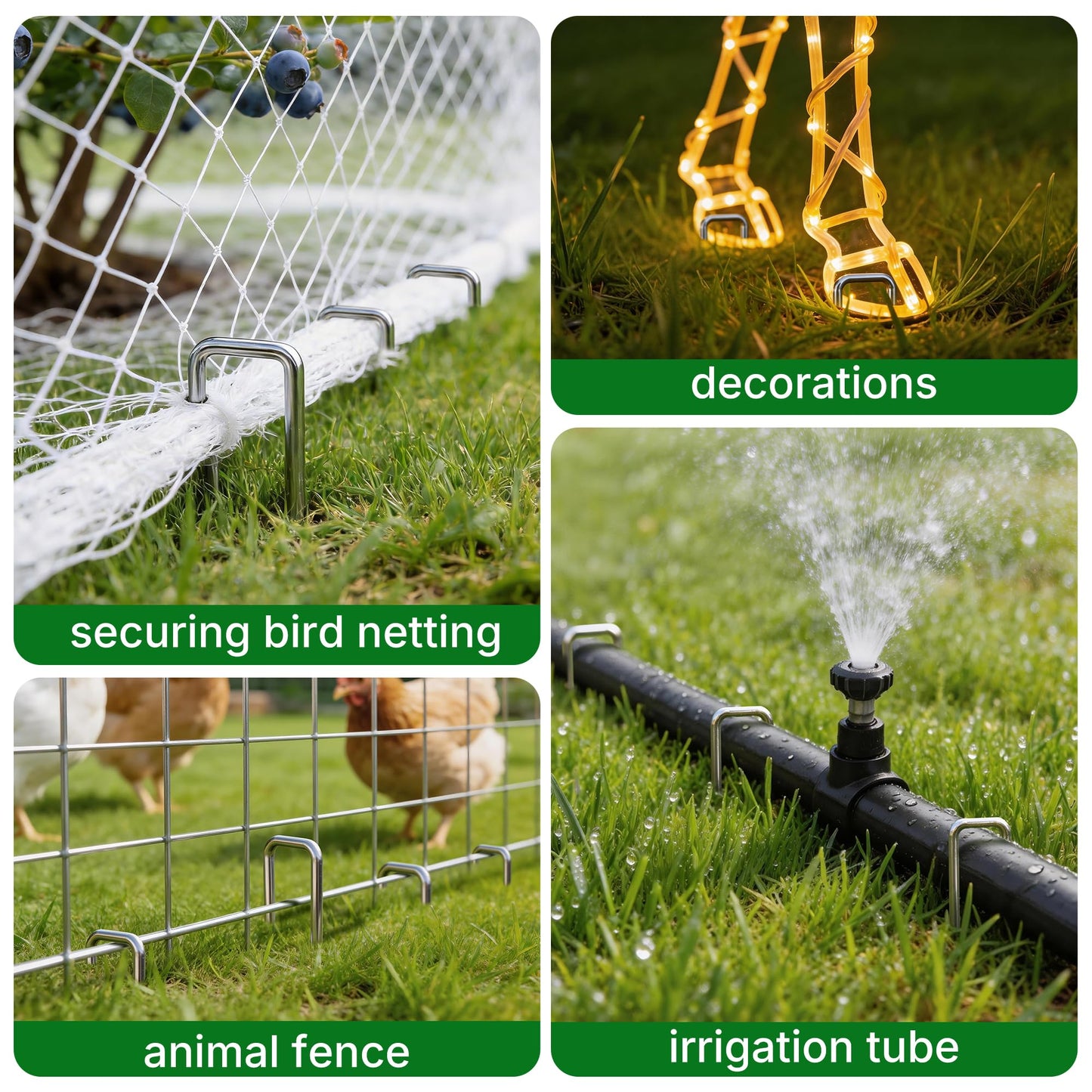 AMAGABELI 6 Inch 500 Pack Galvanized Landscape Staples 11 Gauge Anti-Rust Heavy Duty Garden Stakes Plant Cover Spikes U-Shaped Sod Pins Fence Stakes for Weed Barrier,Irrigation Tubing,Lawns,Decoration
