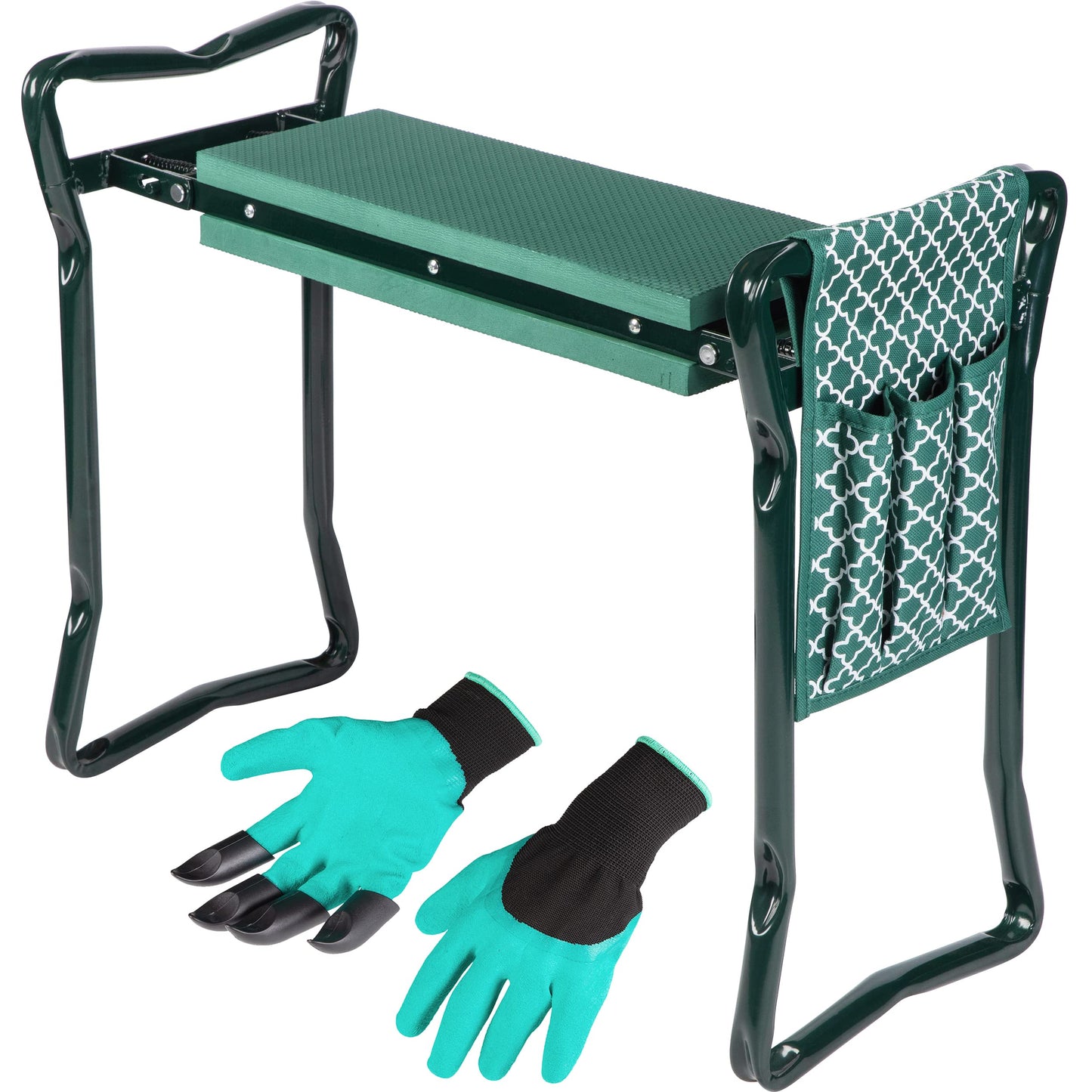 Garden Kneeler And Seat - Protects Your Knees, Clothes From Dirt & Grass Stains - Foldable Stool For Ease Of Storage - EVA Foam Pad - Sturdy and Lightweight - Bench Comes With A Free Tool Pouch!