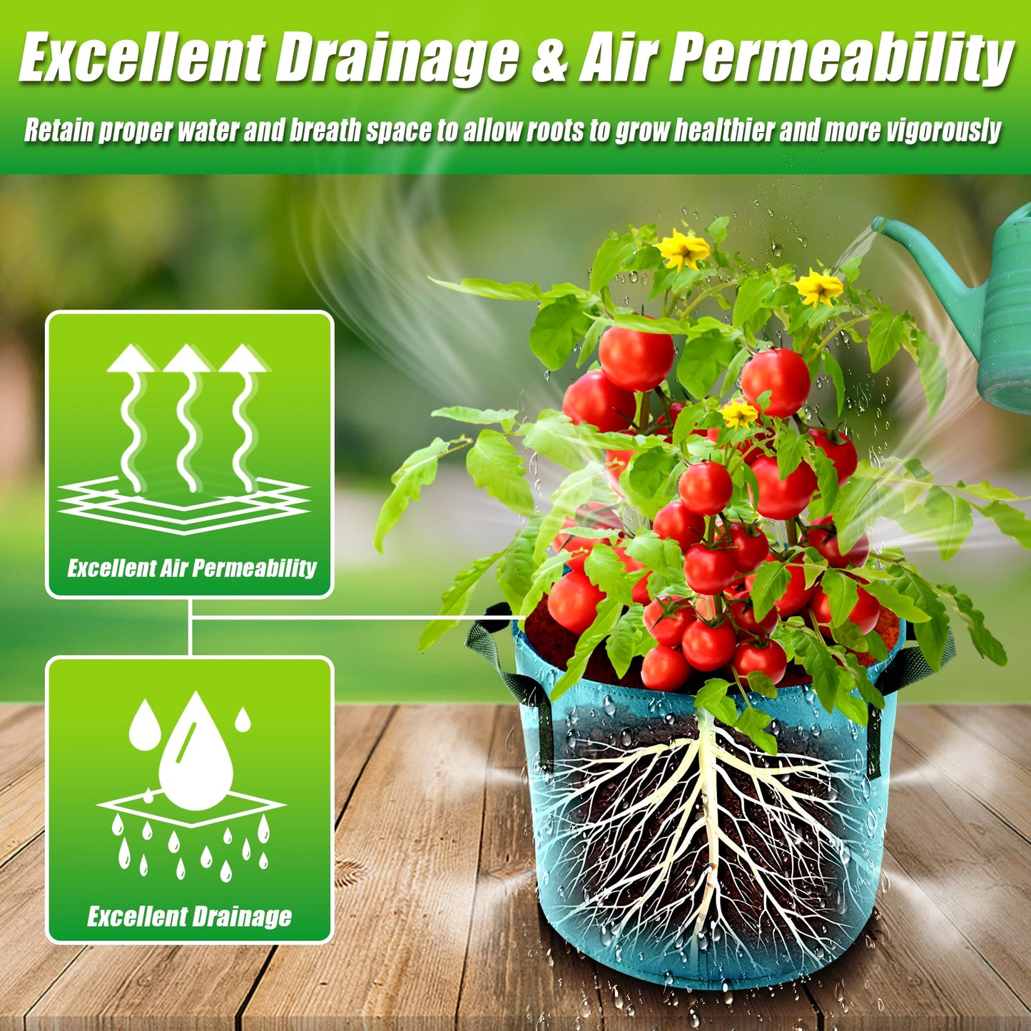 Sinimaka 10 Gallon Grow Bags, 7 Pack Colorful Fabric Plant Pots with Handles for Garden and Outdoor Planting