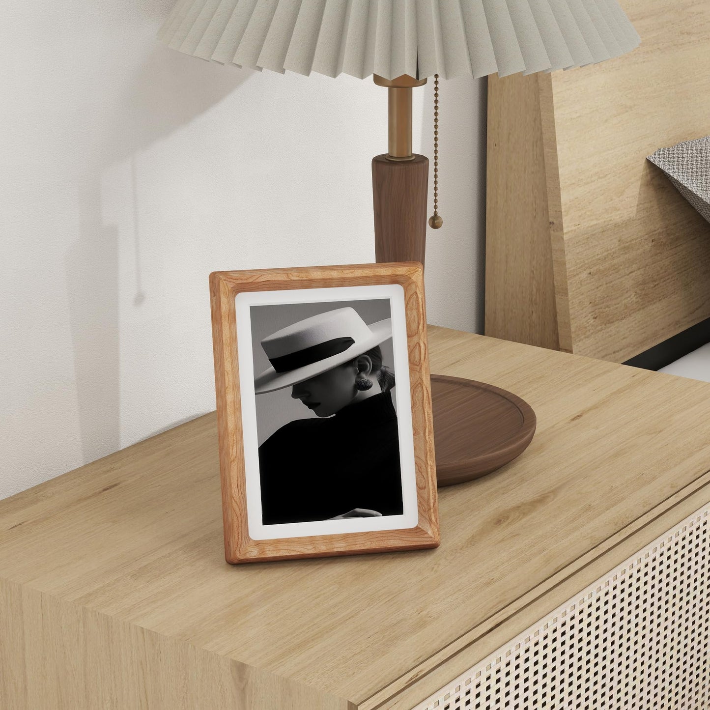 Dreamland 5x7 Picture Frame, USA-Sourced Cherry Wood Photo Frames with HD Tempered Glass, 5 x 7 Wooden Frame Matted to 4 x 6, 5x7 Frames Handcrafted Rounded Corner for Tabletop or Wall Display