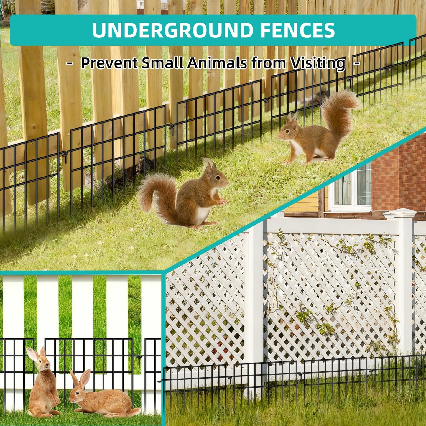 FOKEP 30 Panels Animal Barrier Fence, No Dig Fences, 13in(H) X 42.5ft(L) Garden Fence Animal Barrier for Rabbit and Dog Under Fencing Barrier, Rustproof Metal Fences Border for Outdoor, Yard, Patio