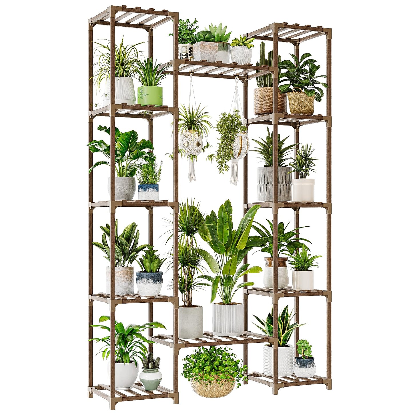 Bamworld Widened Plant Stand Indoor Outdoor 12 Tier Tall Large Wood Plant Shelf Multi Tier Flower Stands Garden Shelves Wooden Plant Display Holder Rack for Living Room Corner