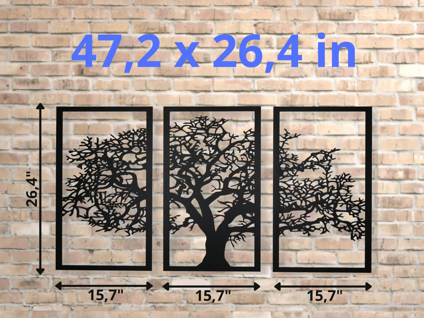 Vailla Tree of Life Wall Art 3pcs Family Tree Wall Decor 3D Wooden Wall Hanging Sculpture Modern Home Decoration 3 Panels Textured Sculptures for Living Room Bedroom Office Dinnig Room