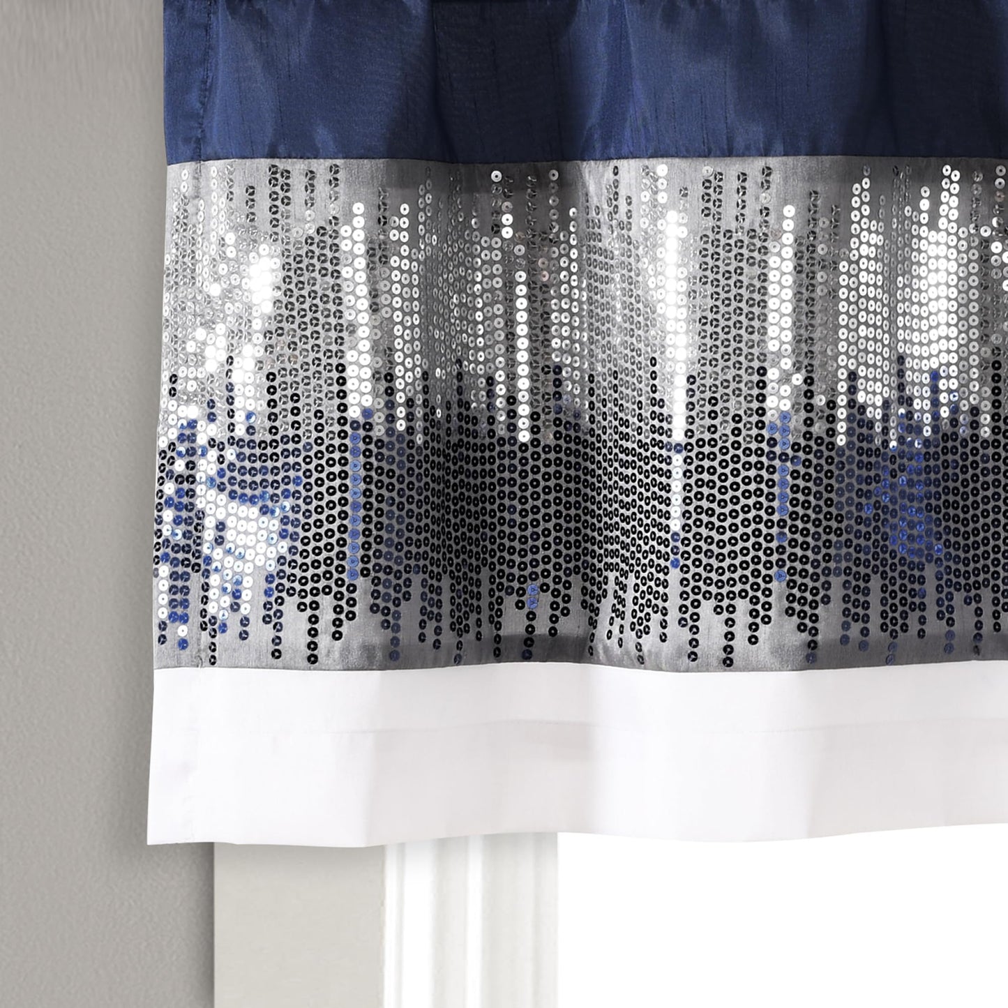 Lush Decor Night Sky Sequins Valance Curtain Single, 52"W x 18"L Navy & White - Kitchen Curtains Valances For Windows - Bathroom Curtains Window