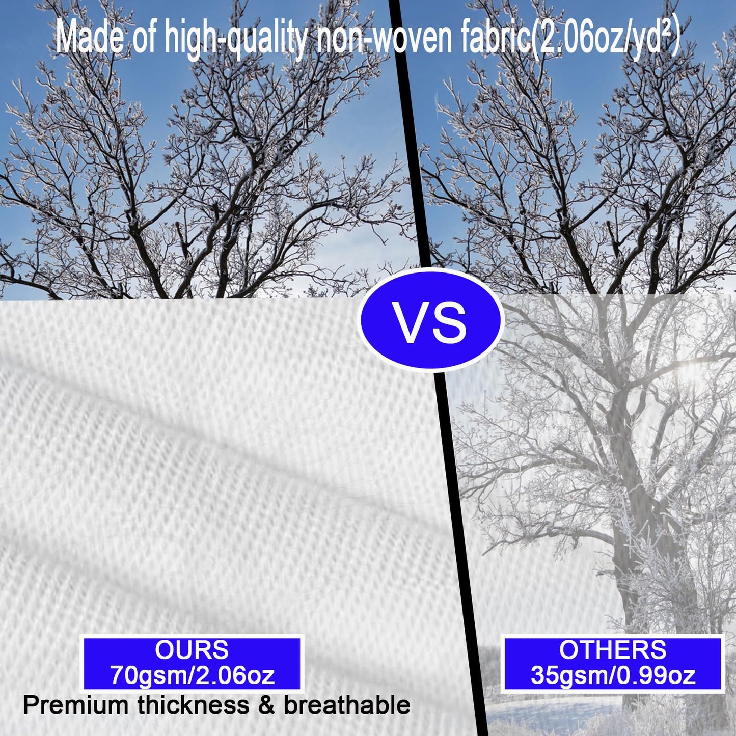 CMINGJ Plant Frost Protection Covers with Viewing Window, 39.37" x 39.37", 2.06oz/yd², Reusable Drawstring Tree Cover, Winter Tree Blanket with Zipper for Outdoor Plants, Frost Protection Cloth 4 Pack