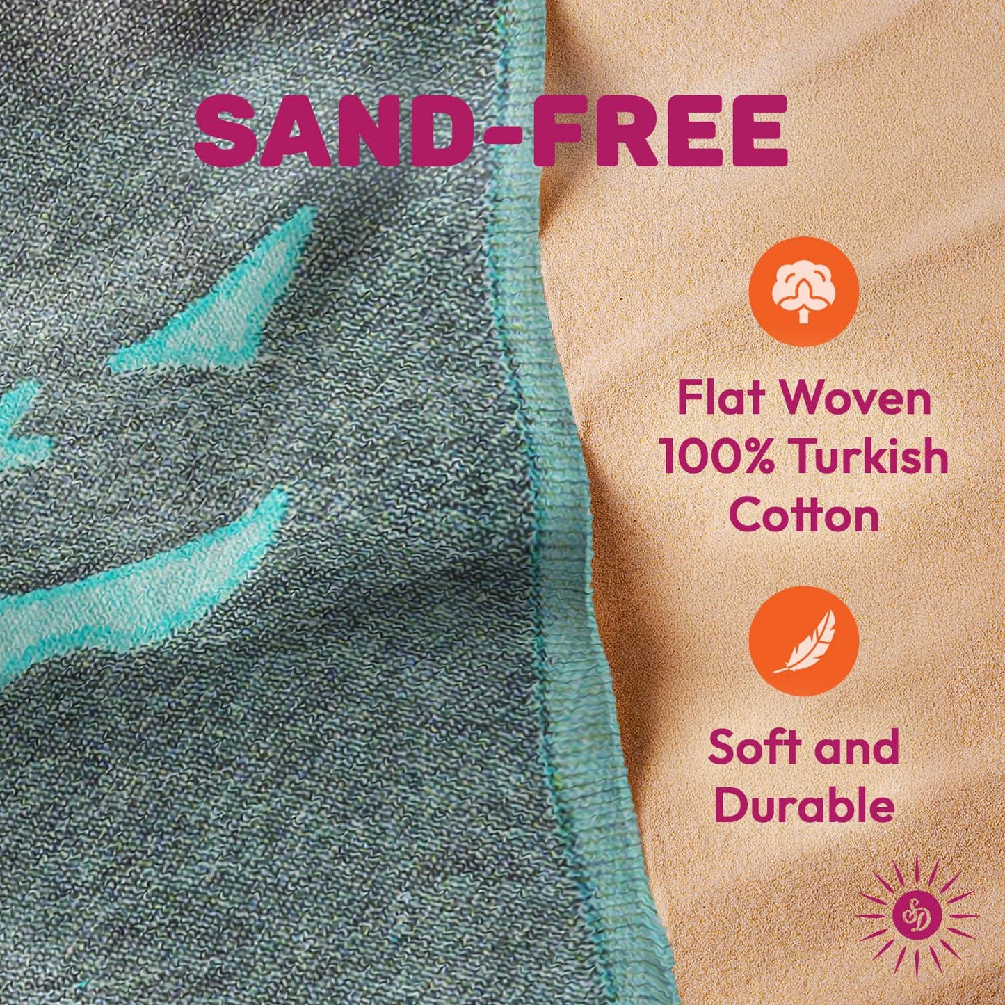 Sun Drunk Turkish Beach Towel XL Crabs Bleu Verts - Cotton Turkish Towels for Beach, Pool Towel, Quick Dry Sand Free, Thin Towels Oversized for Travel Soft Sandproof & Lightweight