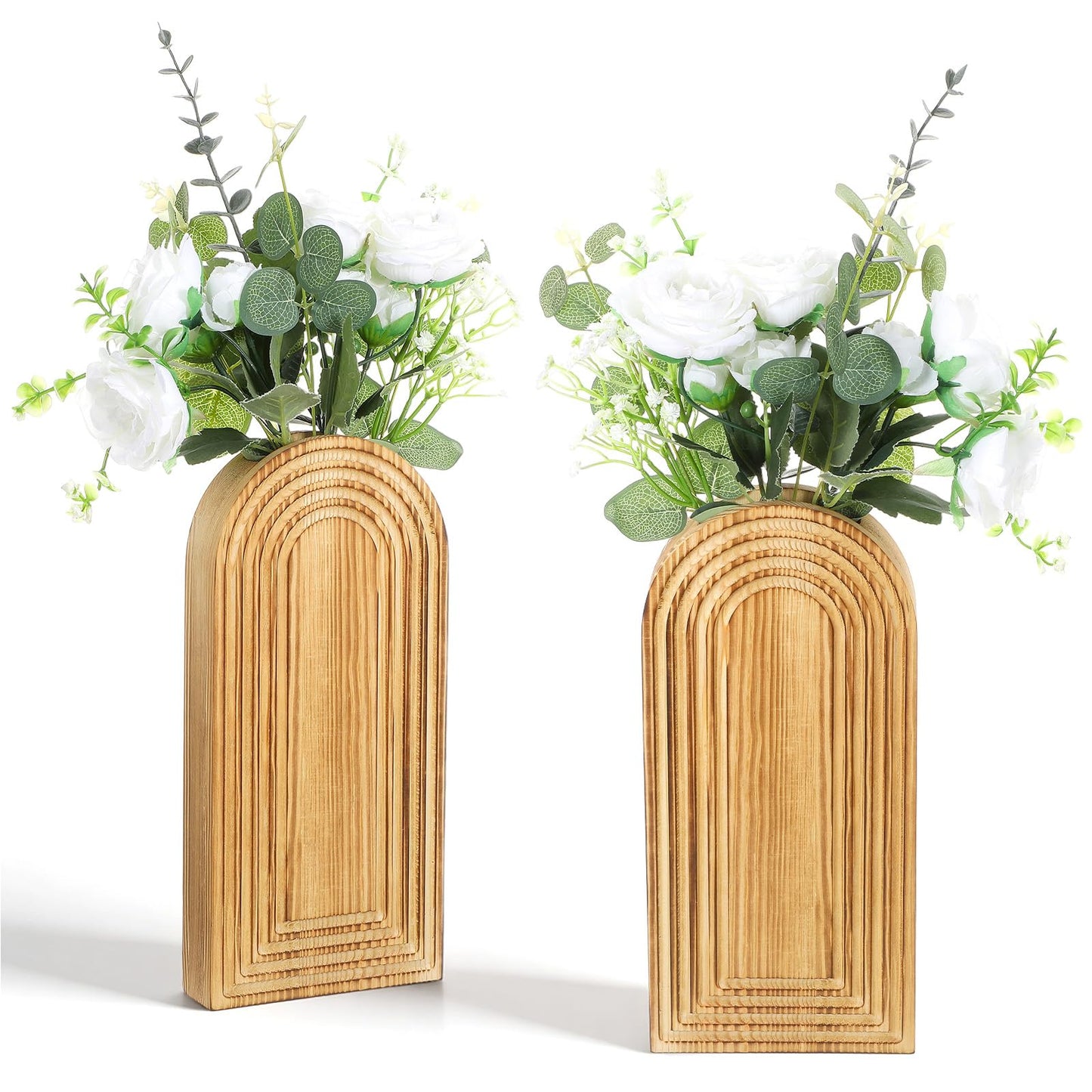 2 Pack Wood Wall Planter Vase,Wall Vases for Flowers Boho Walls Decor Wooden Vases Mounted Wooden Planters Holder Walls Plant for Living Room, Bedroom, Bathroom-11.75X5.45 Inches