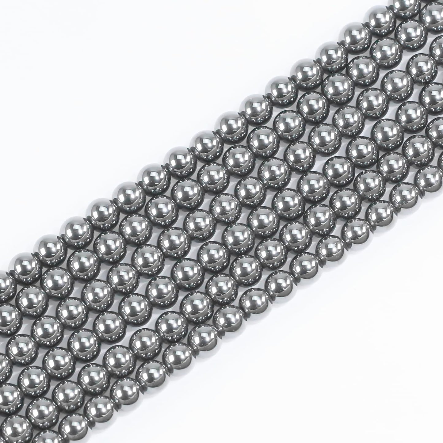 8mm Natural Gemstone Round Hematite Loose Beads for Jewelry Making Bracelets Necklace Earrings Art Craft (45-48pcs/strand)
