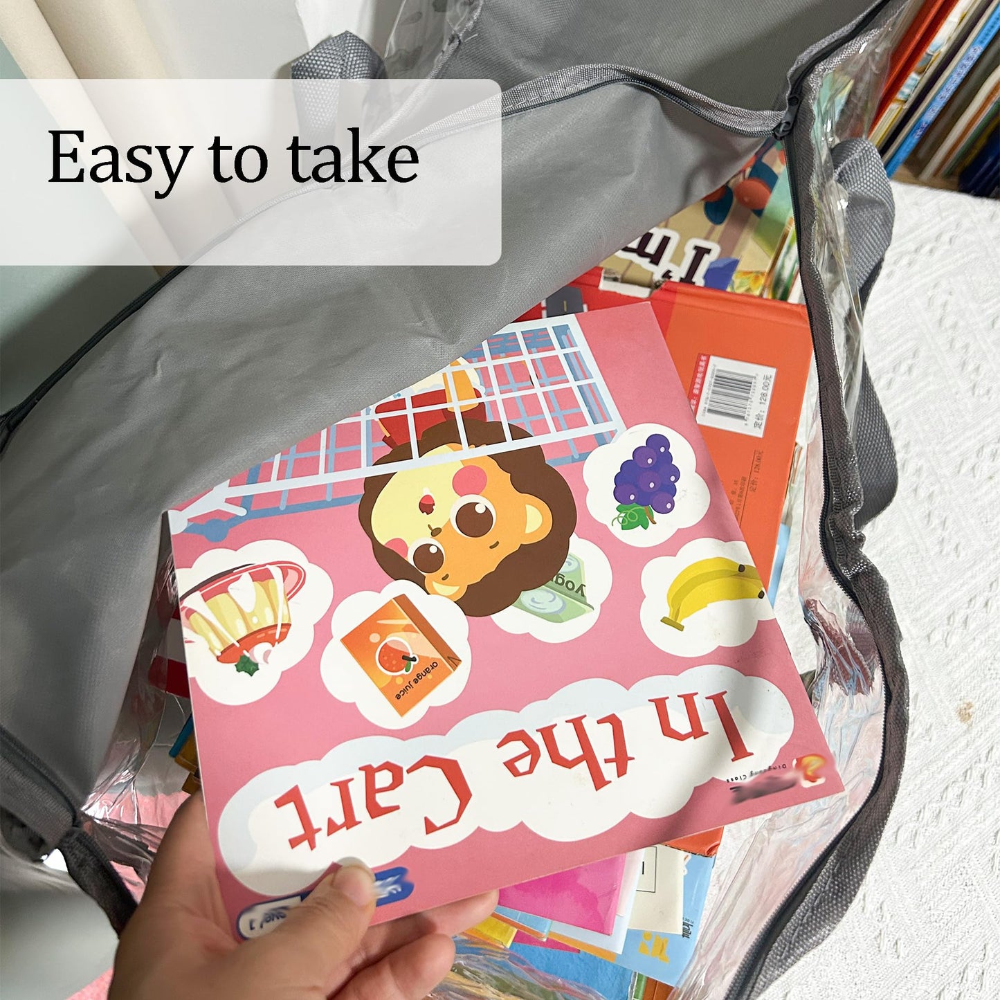 Extra-Large Size Book Storage Books Carrier Plastic Comic Books Organizer 59 * 25 * 30cm/23.2 * 9.8 * 11.8inches Collapsible Display Case with Lid and Lifting Handle for Book Toys