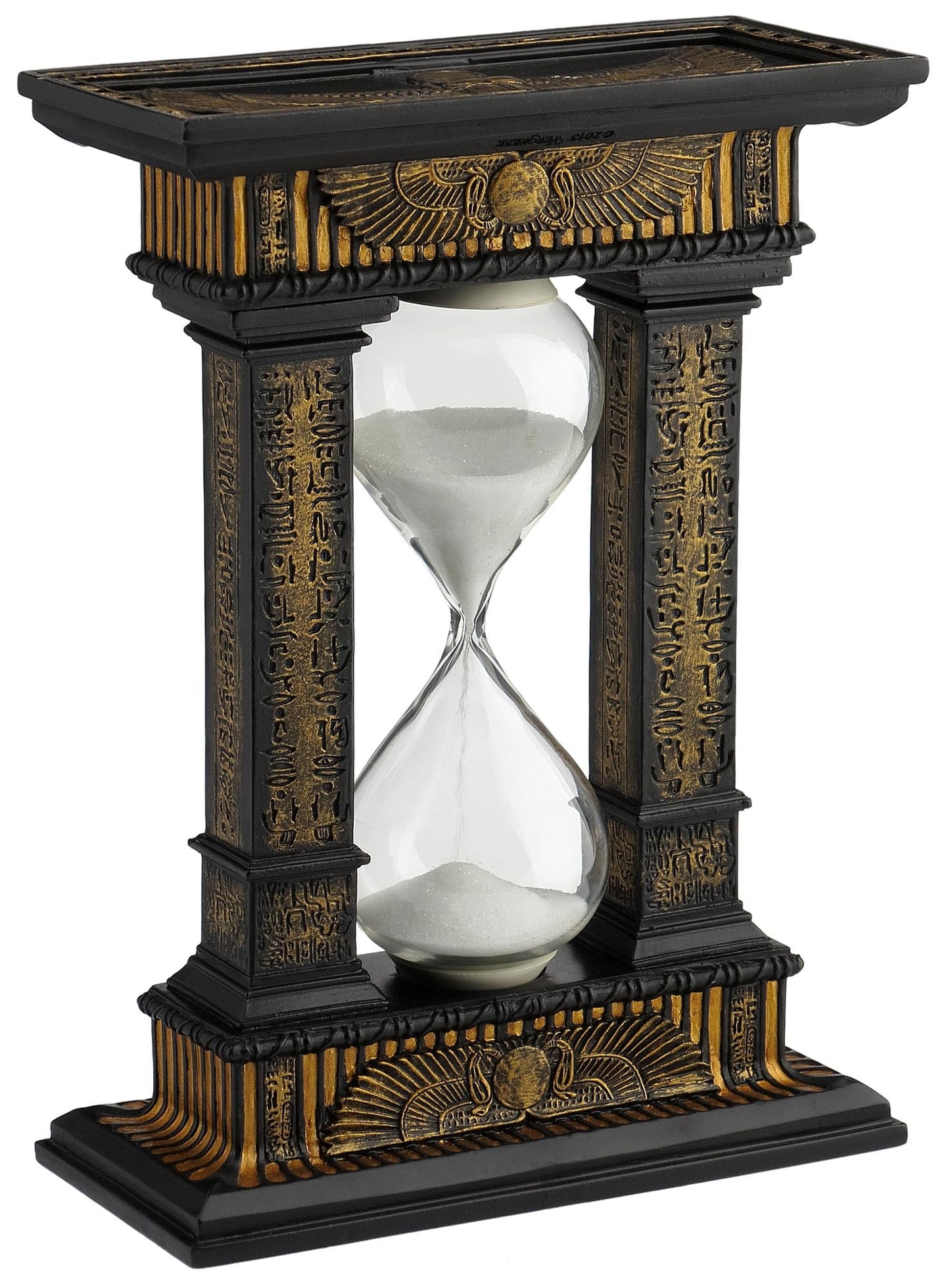 Veronese Design 7 1/8 Egyptian Winged Sun Columns Hourglass Resin Sand Timer 5 Minutes