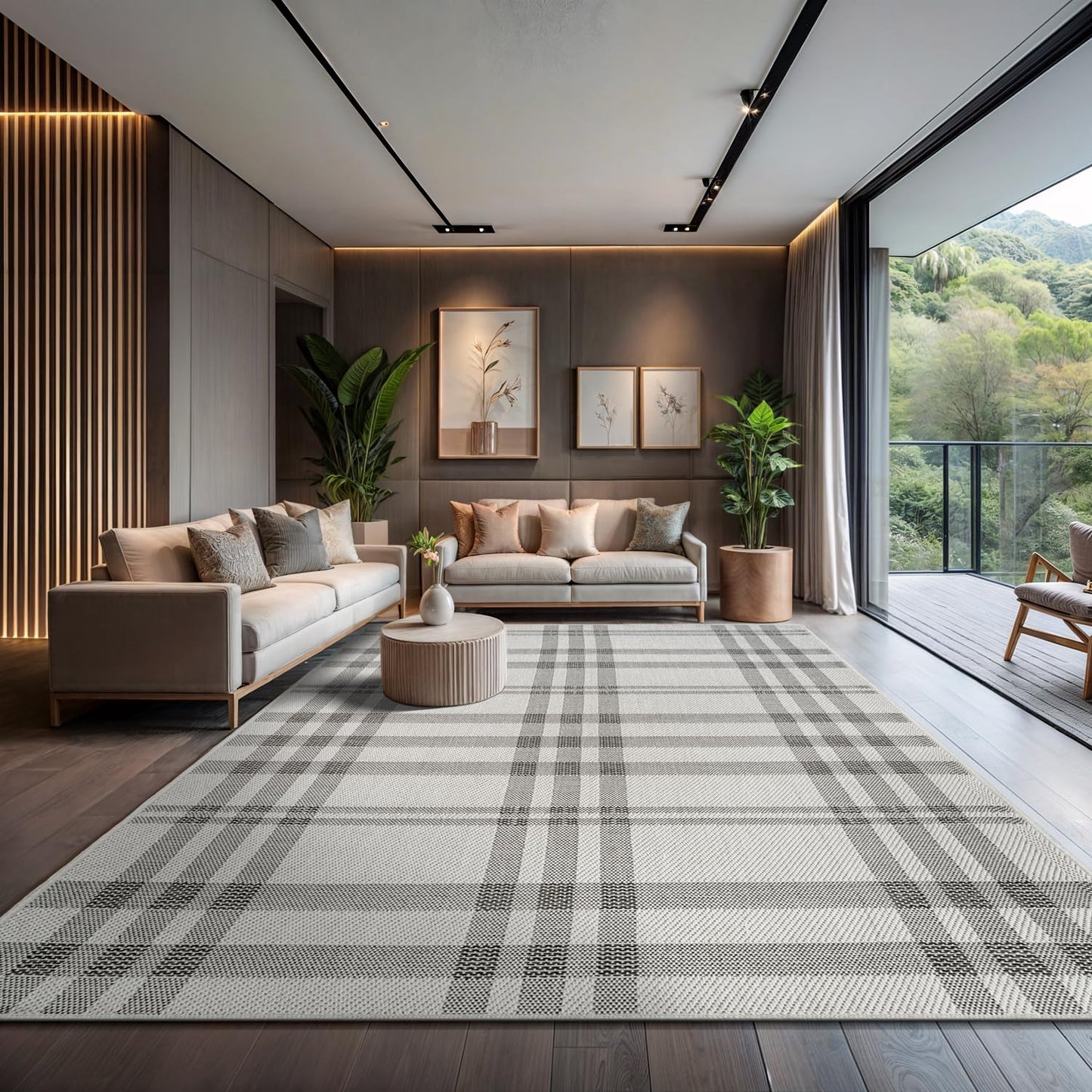 CAMILSON Easy Jute Rug 10x14, Indoor Outdoor Off-White Color Fiber Area Rugs for Living Room Patio and Dining Room Rug, Checkred Boho Woven Design, Easy-Cleaning, Washable Outside Carpet (10 x 14)