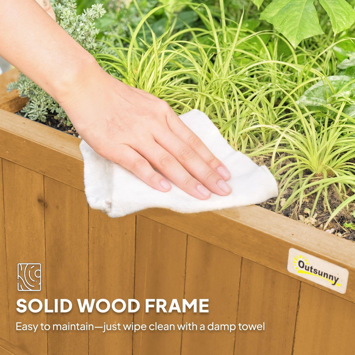 Outsunny Wood Planter with Trellis, Raised Garden Bed for Climbing Plants w/Drainage Holes and Roof, 35.5" x 17.75" x 72", Yellow