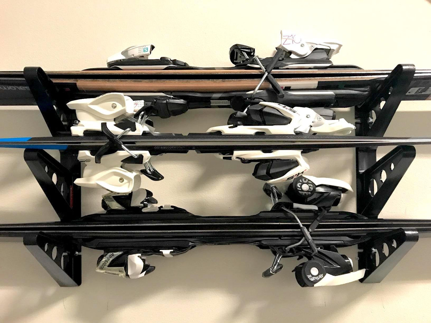 StoreYourBoard Ski Rack – Heavy-Duty Horizontal Ski Wall Mount & Snowboard Wall Mount for Garage Wall Shelving - Snowboards & Gear, Multi-Sport Skateboard Organizer - Skiing Accessories - Holds 3 Pair