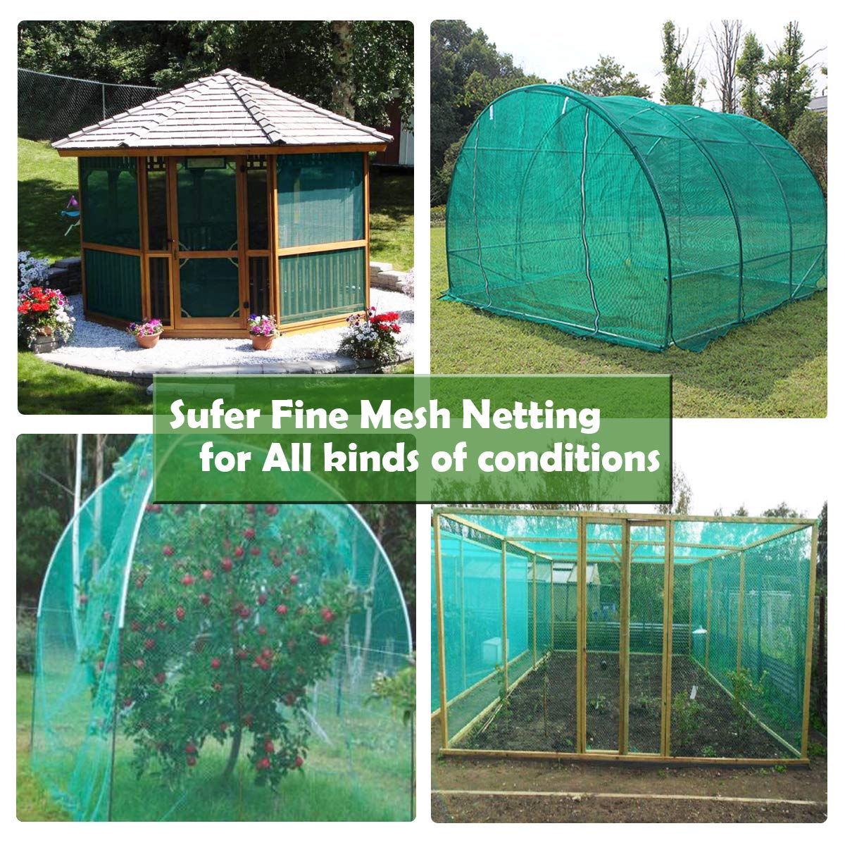 Garden Barrier Netting, Plant Covers 8x24ft Extra Fine Mesh 30% Sun Net Green Sunblock Mesh Shade Protection Netting for Vegetable Fruits Flowers Crops Row Cover Raised Bed Screen Against Birds Animal