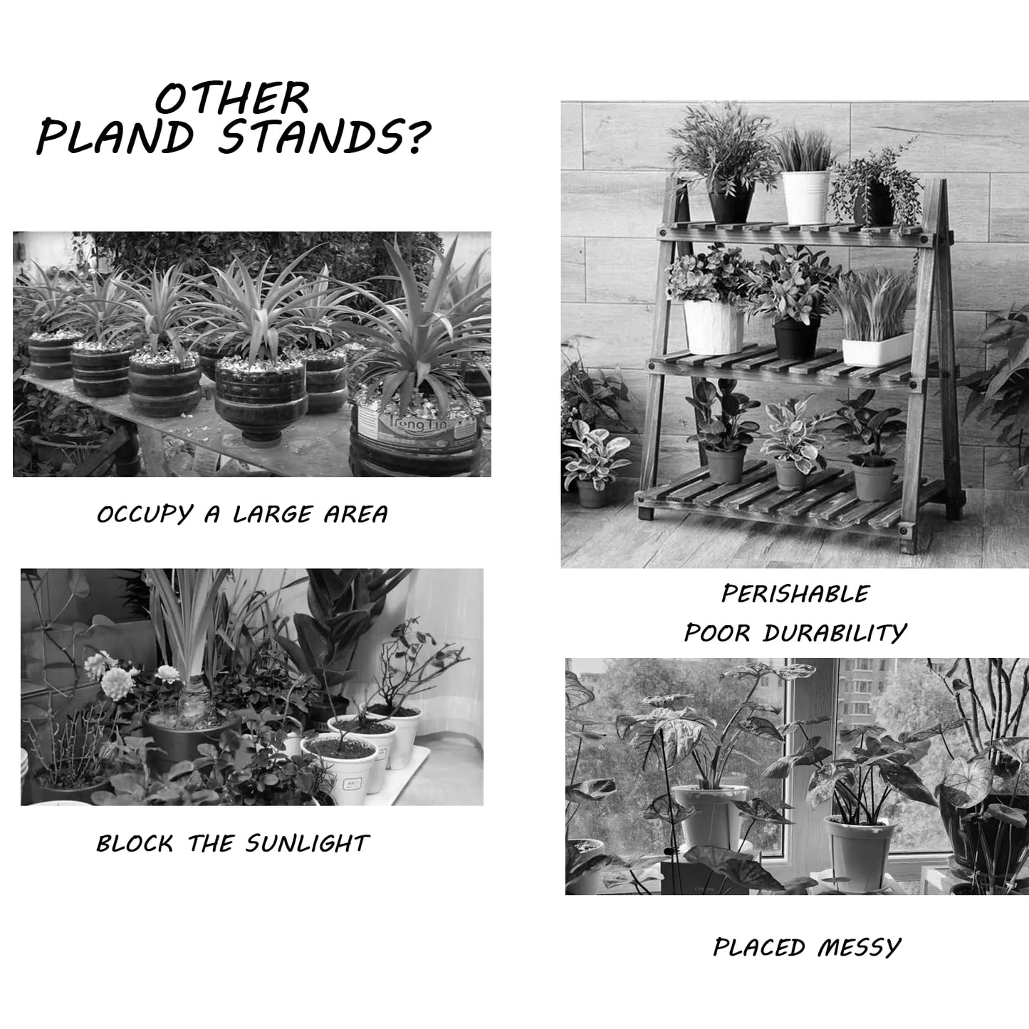 HLC 3 Tier Tall Plant Stand Outdoor Flower Stand Flower Pot Holder Display for Patio Garden Corner Balcony Living Room