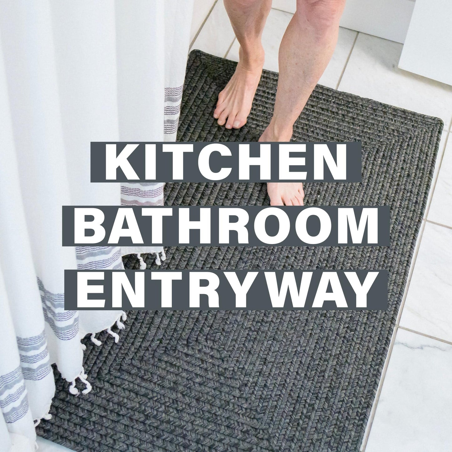 Black Small Braided Rug 27"x45" - Country Style Braided Rugs for Kitchen, Bathroom and Outdoor Entryways, Reversible, Soft, Machine Washable and Water Absorbing