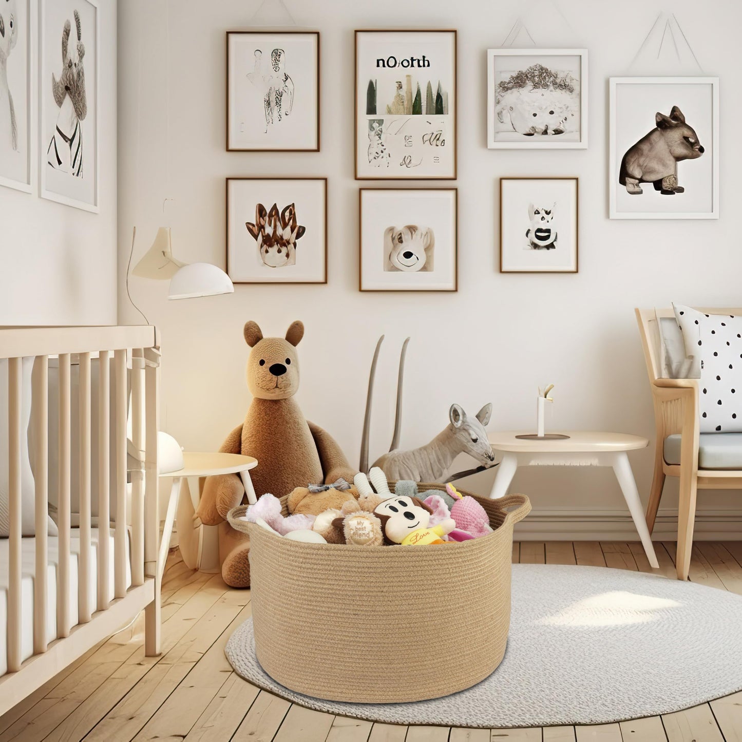 XUANGUO Extra Large Jute Rope Storage Basket Blankets Basket Living Room 22"x12" Toy Baskets for Kids and Dogs Woven Laundry Baskets for Clothes Towels Baby Toy Storage