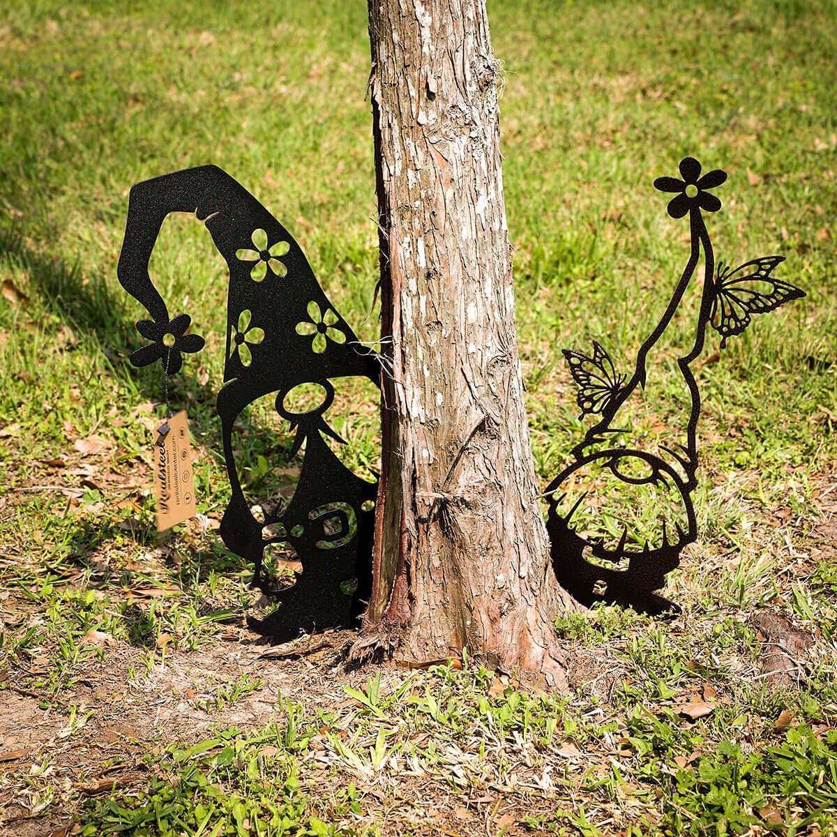 RealSteel Metal Garden Gnomes Outdoor – 4 Pack Steel Lawn Ornaments & Statues, Funny Yard Décor, Weatherproof Garden Decorations, Whimsical Yard Art, Holiday Seasonal Décor, Unique Gift for Gardeners