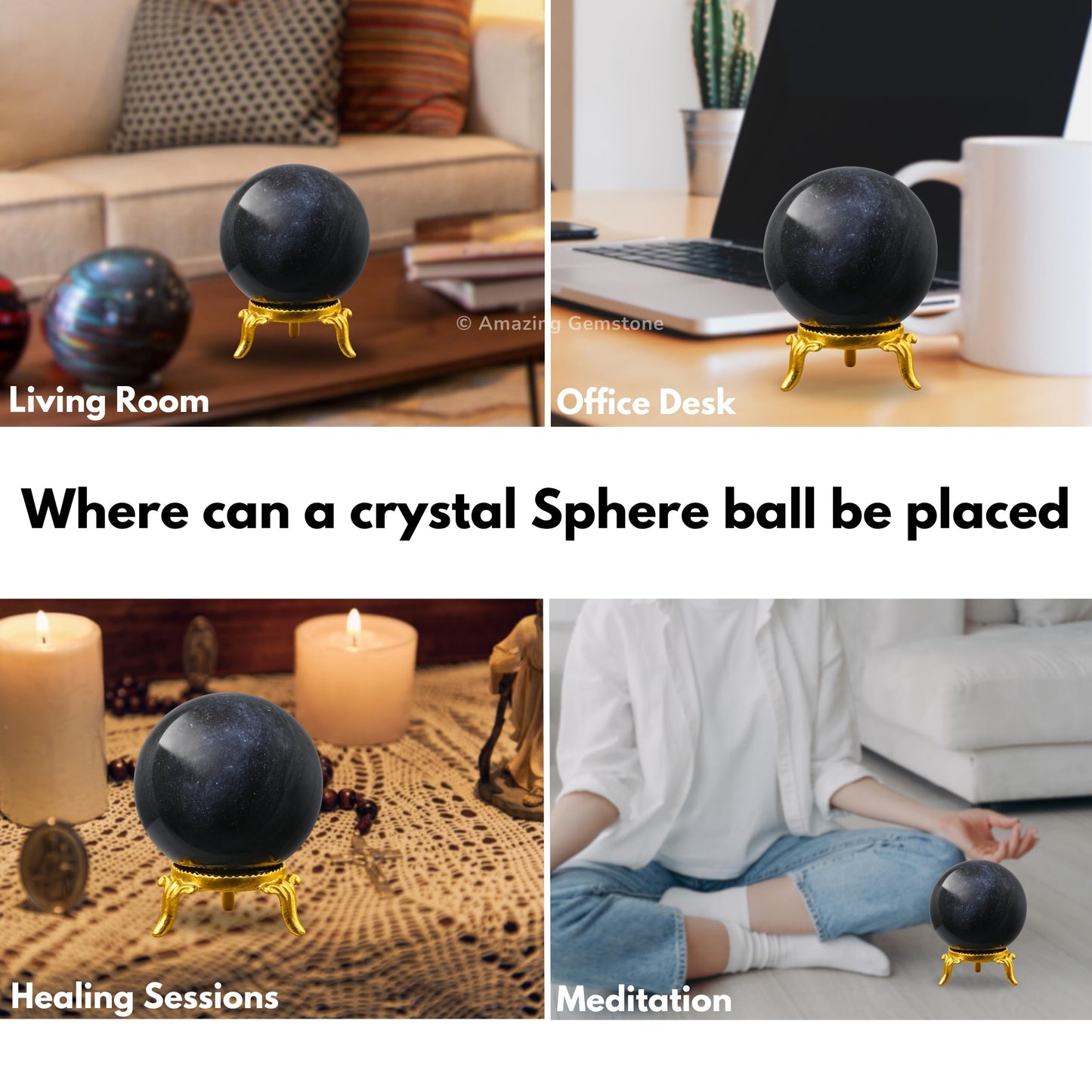 Amazing Gemstone Blue Aventurine Crystal Ball with Stand - 2" Inches Crystal Sphere Meditation Balls for Witchcraft and Decorative Balls