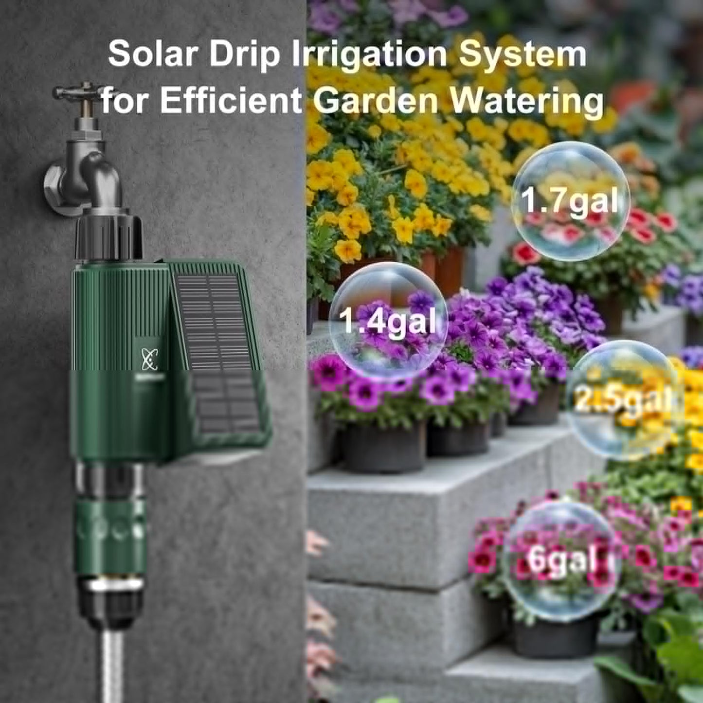 WiFi Solar Sprinkler Timer with Flow Monitor, Water Timer for Garden Hose with Rain Delay, Manual& Automatic Watering System for Garden Hose Faucet, App& Voice Control, Irrigation Controller