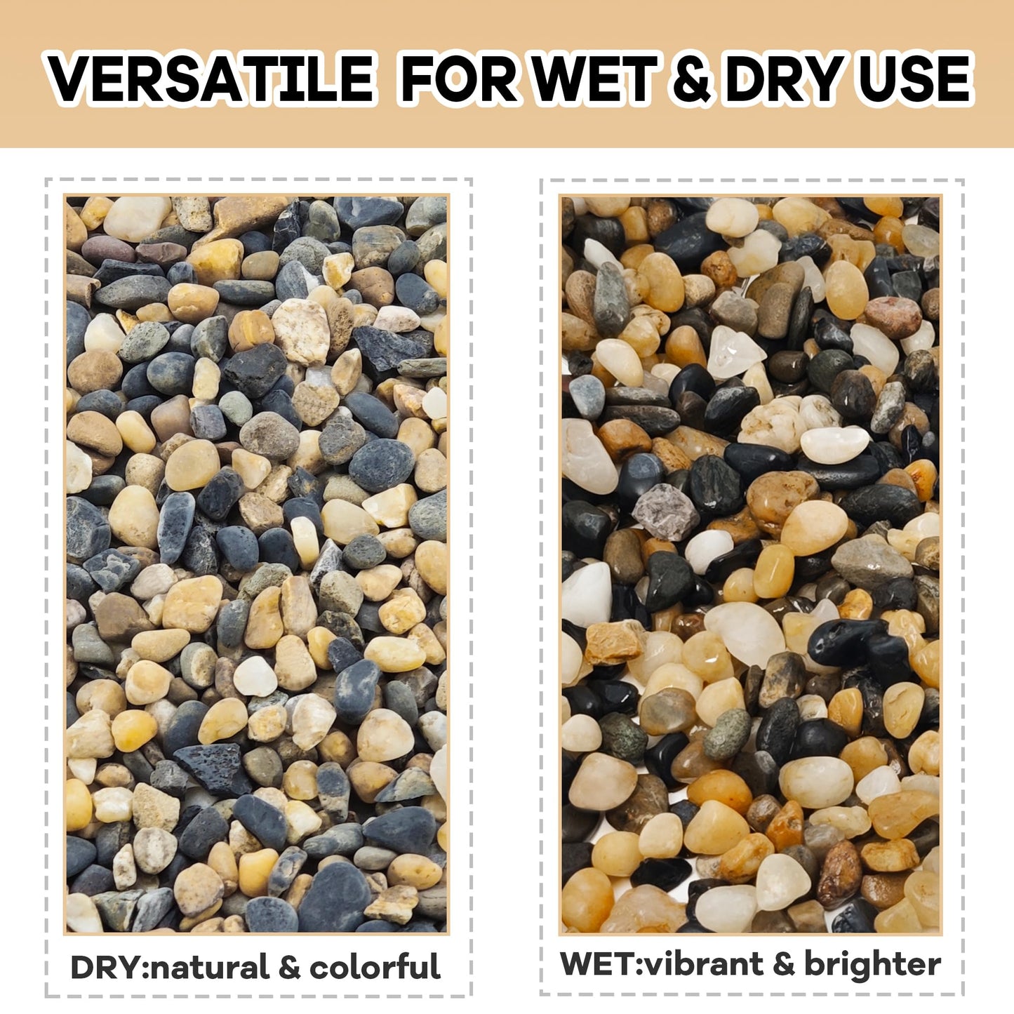 11 pounds Natural Small Pebbles, Polished Decorative Rocks for Succulents Gravel Pebbles for for Indoor and Outdoor Plants, Fish Tank, Hydroponics，Bonsai(5-8mm)