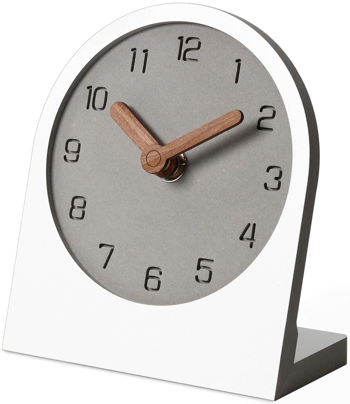 mooqs Wooden Silent Non-Ticking Battery Operated Decorative Small Mini Analog Modern Shelf Desk Table Mantel Clock for Home, Office, Living Room, Bed Room (White)