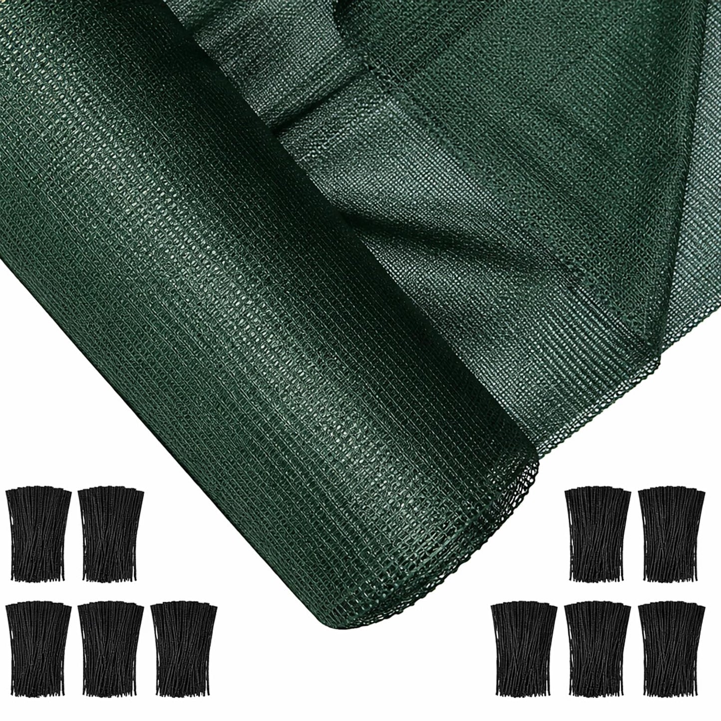 Ribbonlic 6 x 300 ft Green Shade Cloth Roll for Covering Garden 90% Mesh UV Resistant Net with Ties for Patio Outdoor Greenhouse Fence Flower Plant Cover Canopy