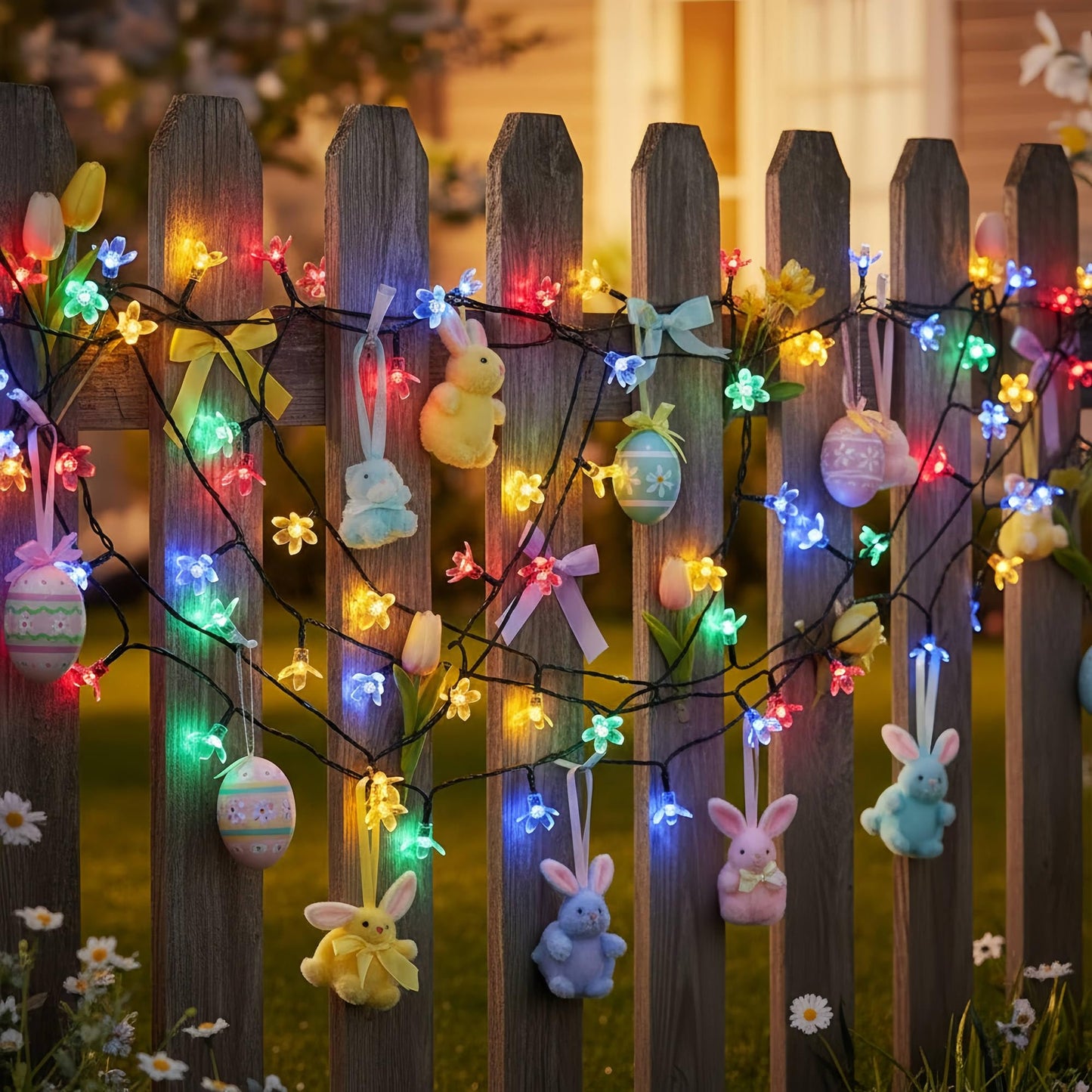 YULETIME Multicolor Sakura LED String Lights, 33 ft 100 Count 8 Modes USB Powered Novelty String Lights (Multicolor, Sakura)