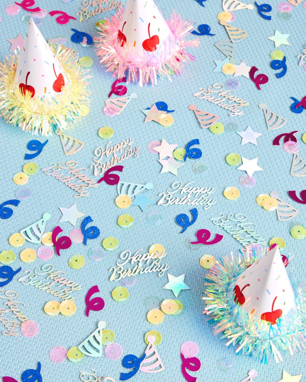 xo, Fetti Happy Birthday Confetti Rainbow | Birthday Party Decorations, Iridescent Foil, Pastel Sequins, Table Scatter, Celebration Decor, Sparkle