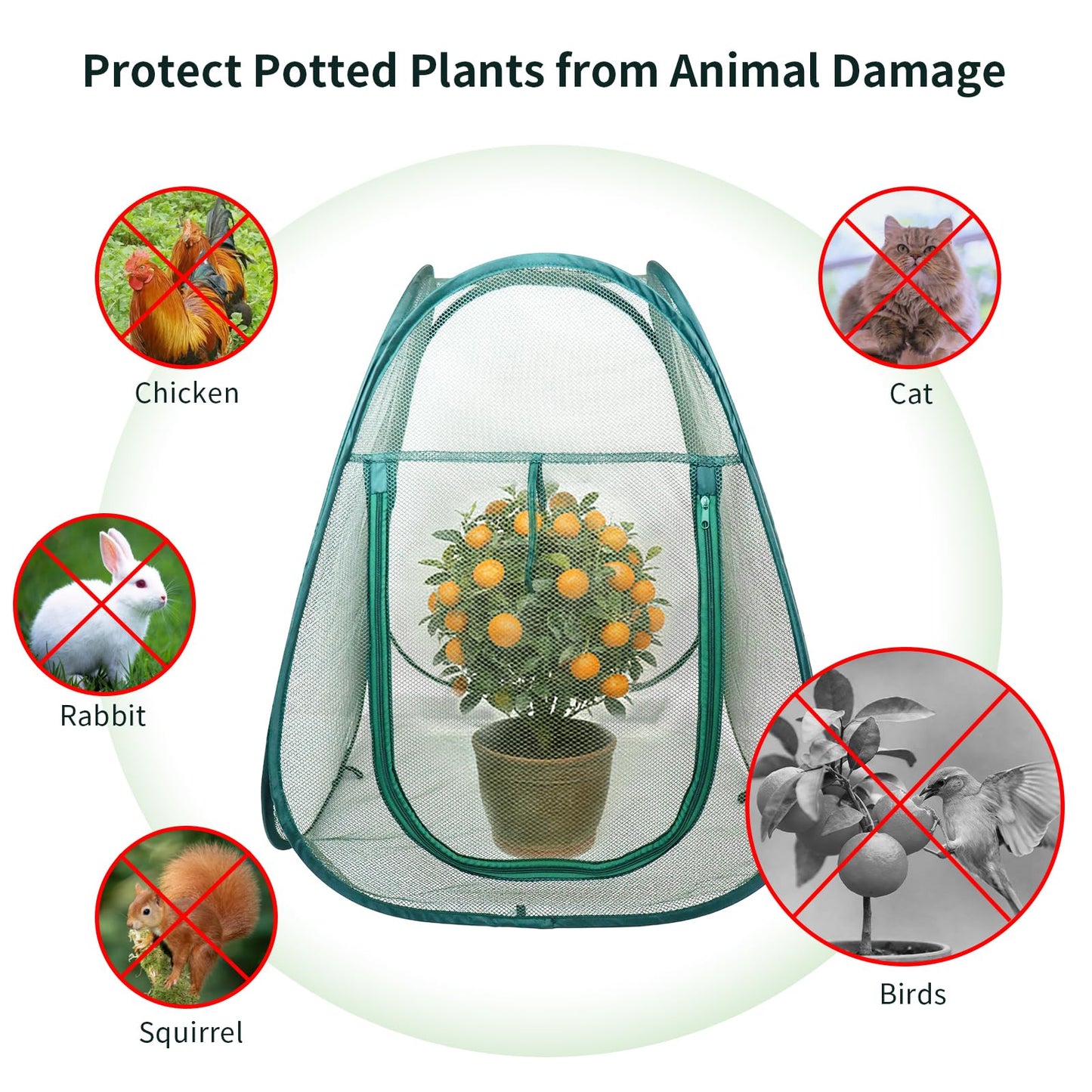 1PC Large Mesh Plant Protector Tent from Animals, 28X28X32Inch Pop Up Garden Netting Cover Green Crop Cage Plant Protection Tent to Protect Outdoor Potted Plants Flowers Fruits from Deer Birds Rabbit